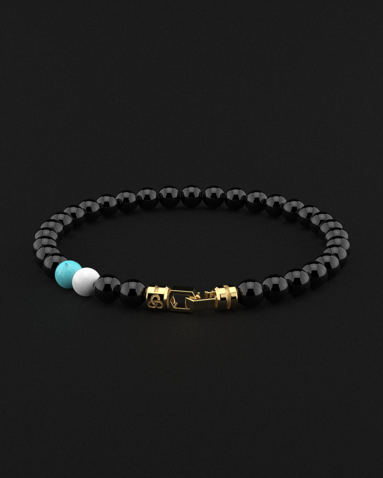 Onyx + Turquoise + Tridacna Bracelet 6mm | VERTEX