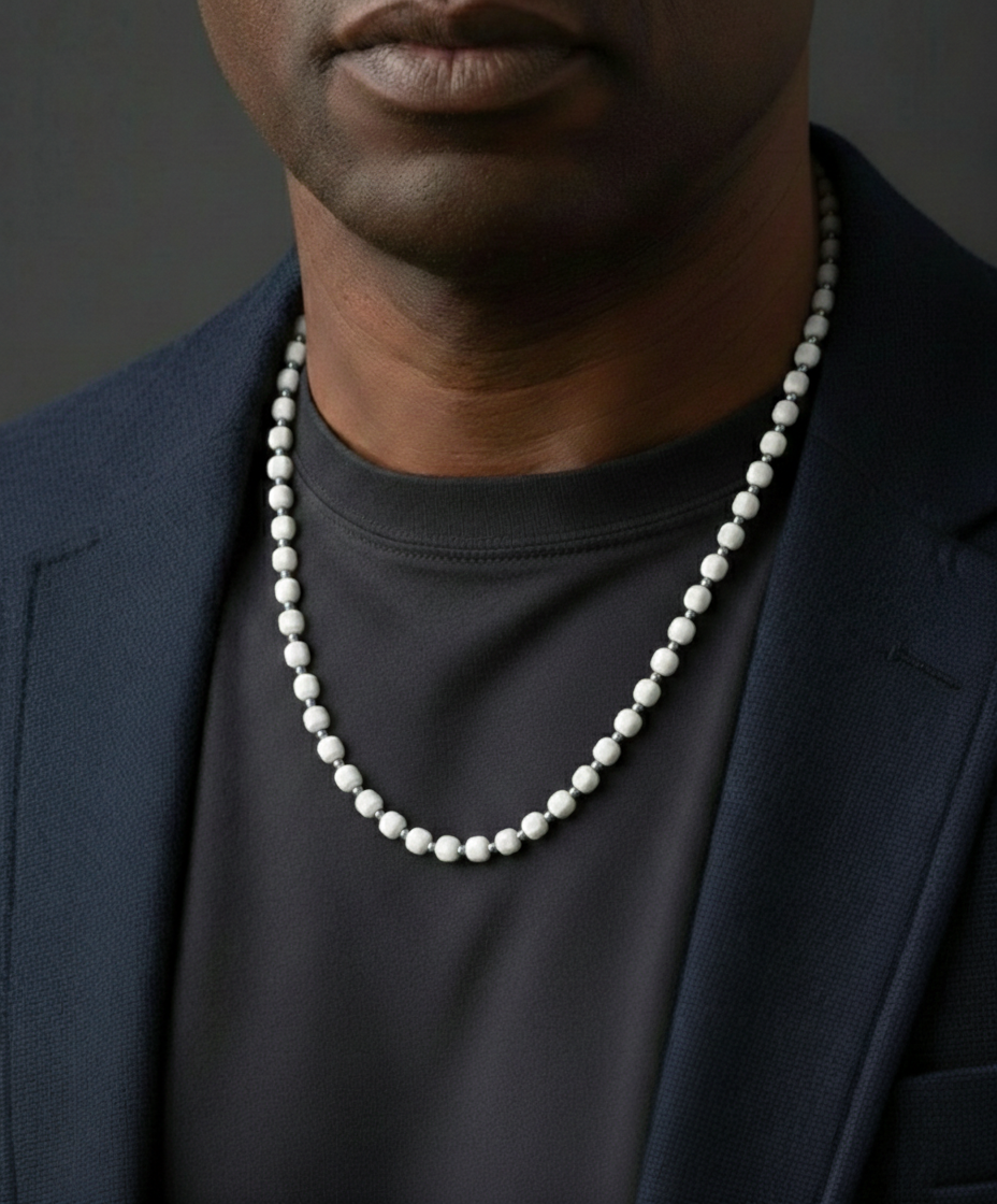 Howlite Necklace 5mm | Kubic