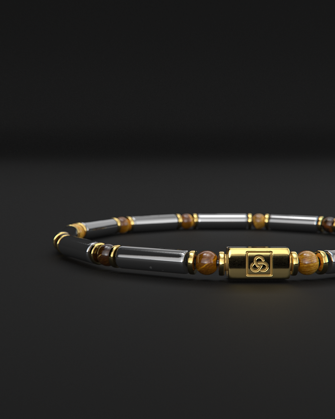 Hematite + Tiger Eye Bracelet Bracelet 4mm | Pipe