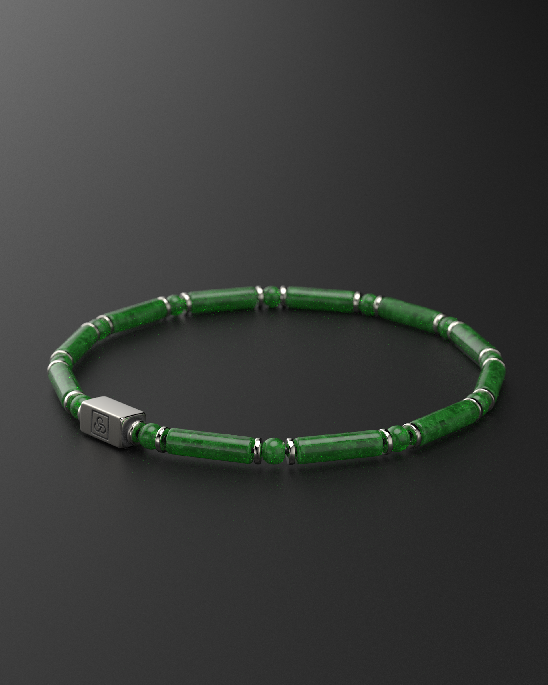 Pulsera de esmeralda y broncita de 4 mm | TUBO
