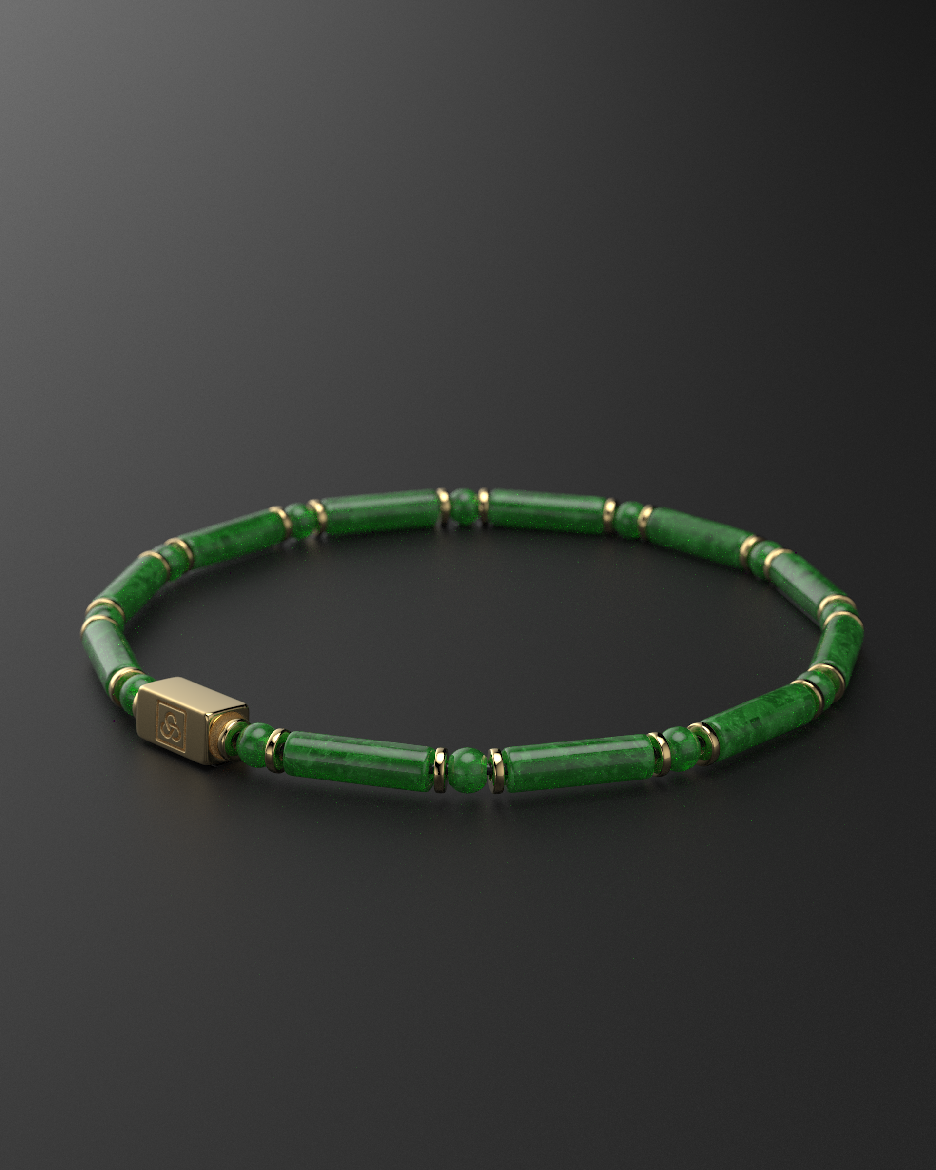Pulsera de esmeralda y broncita de 4 mm | TUBO