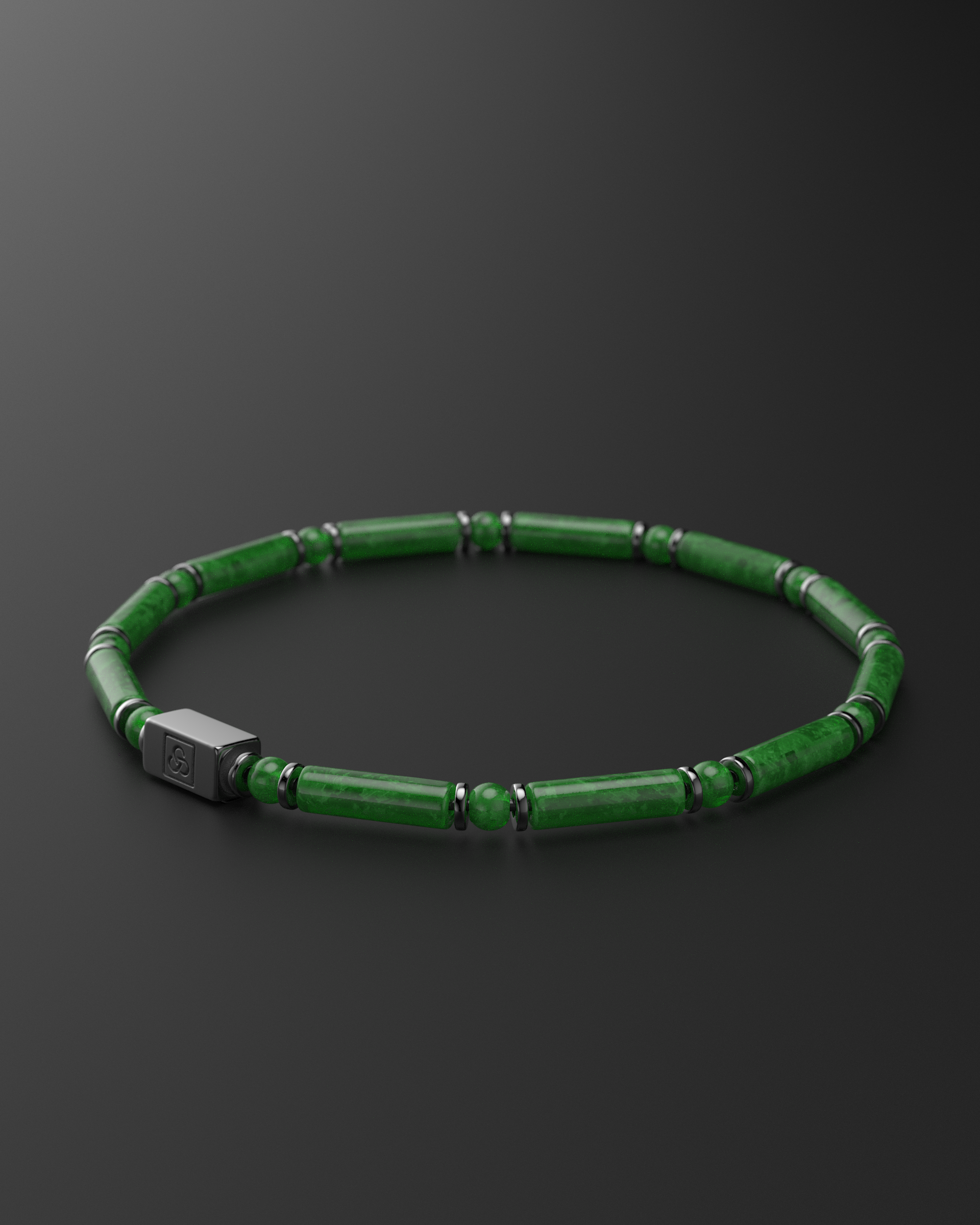 Pulsera de esmeralda y broncita de 4 mm | TUBO
