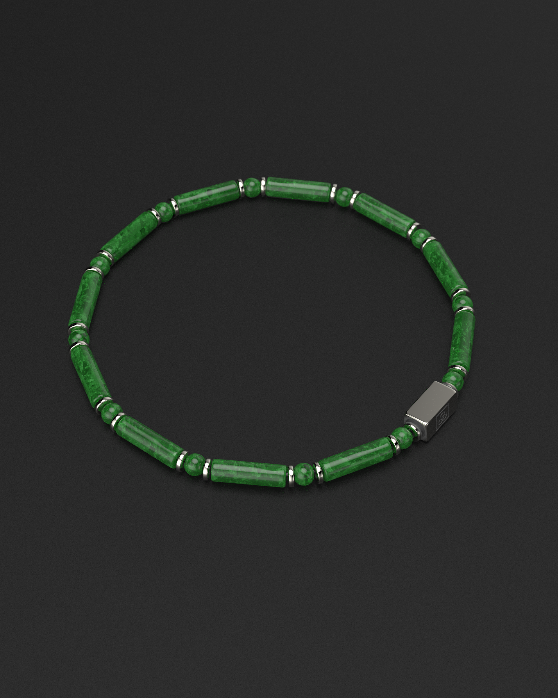 Pulsera de esmeralda y broncita de 4 mm | TUBO