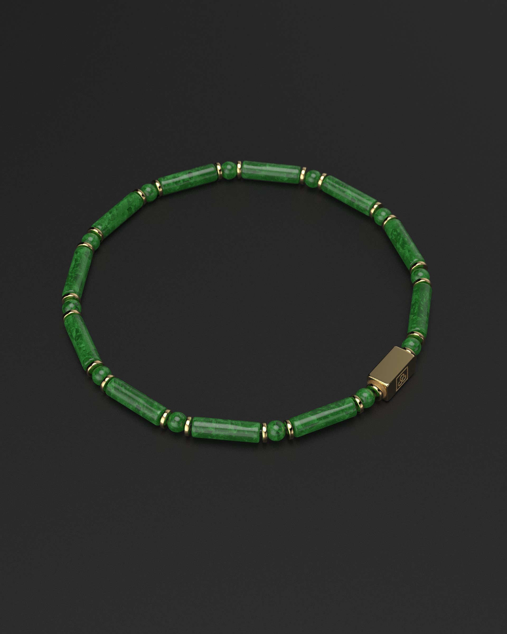 Pulsera de esmeralda y broncita de 4 mm | TUBO