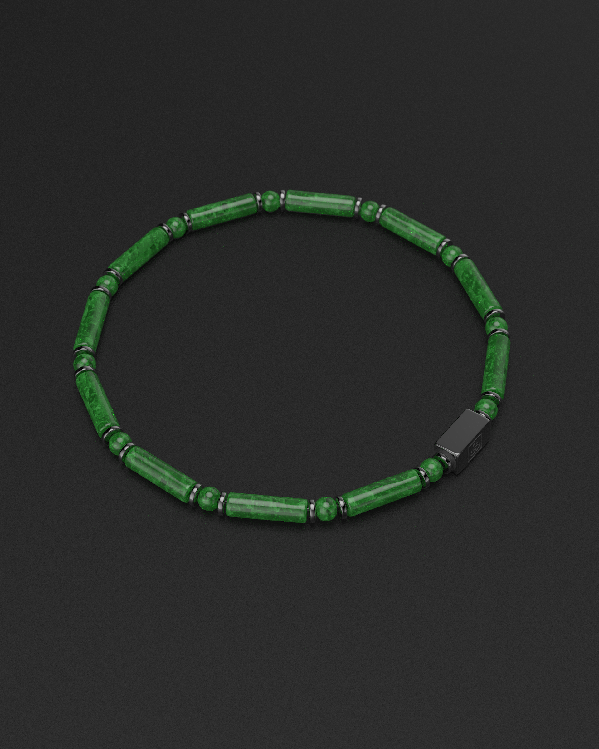 Pulsera de esmeralda y broncita de 4 mm | TUBO