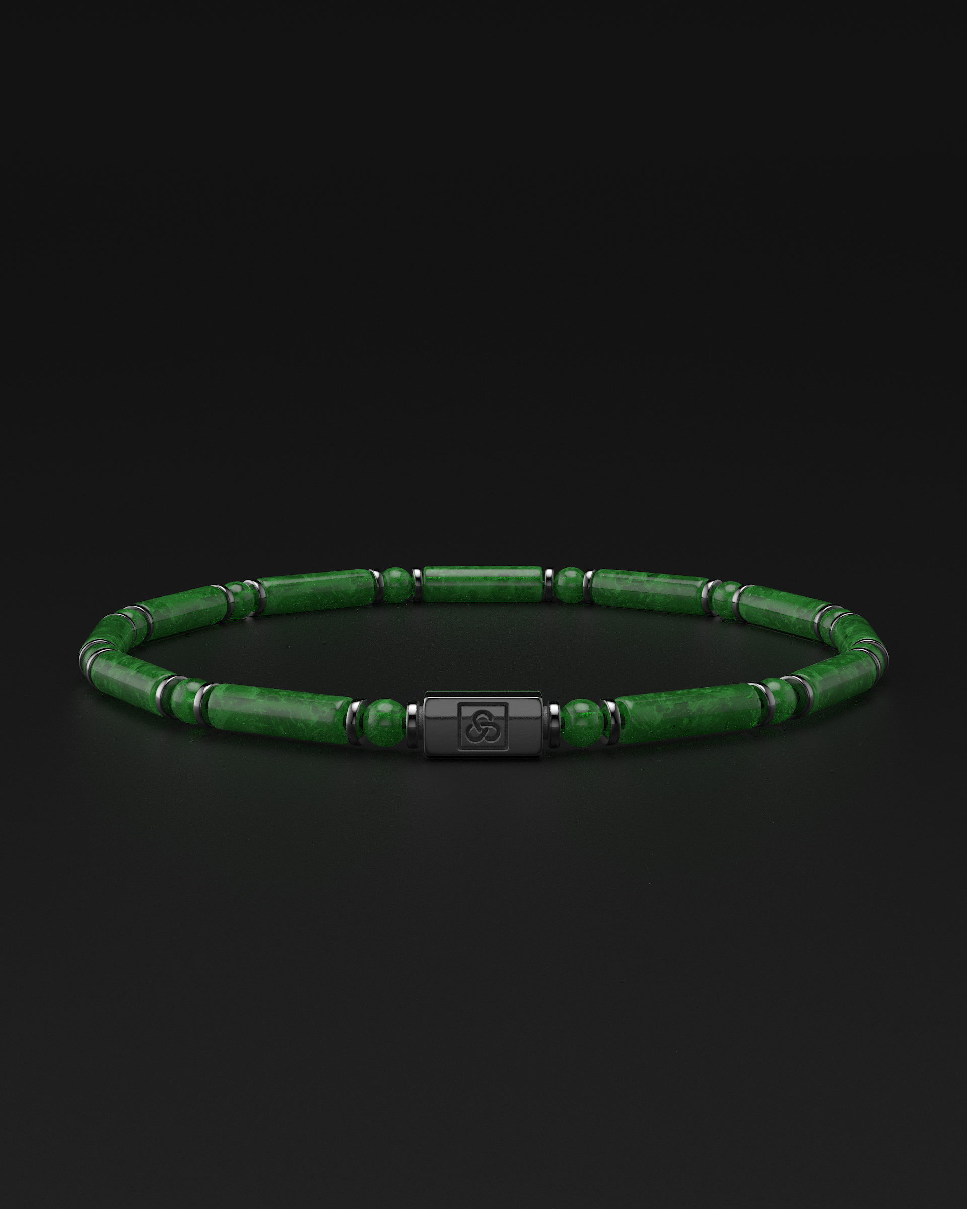 Pulsera de esmeralda y broncita de 4 mm | TUBO