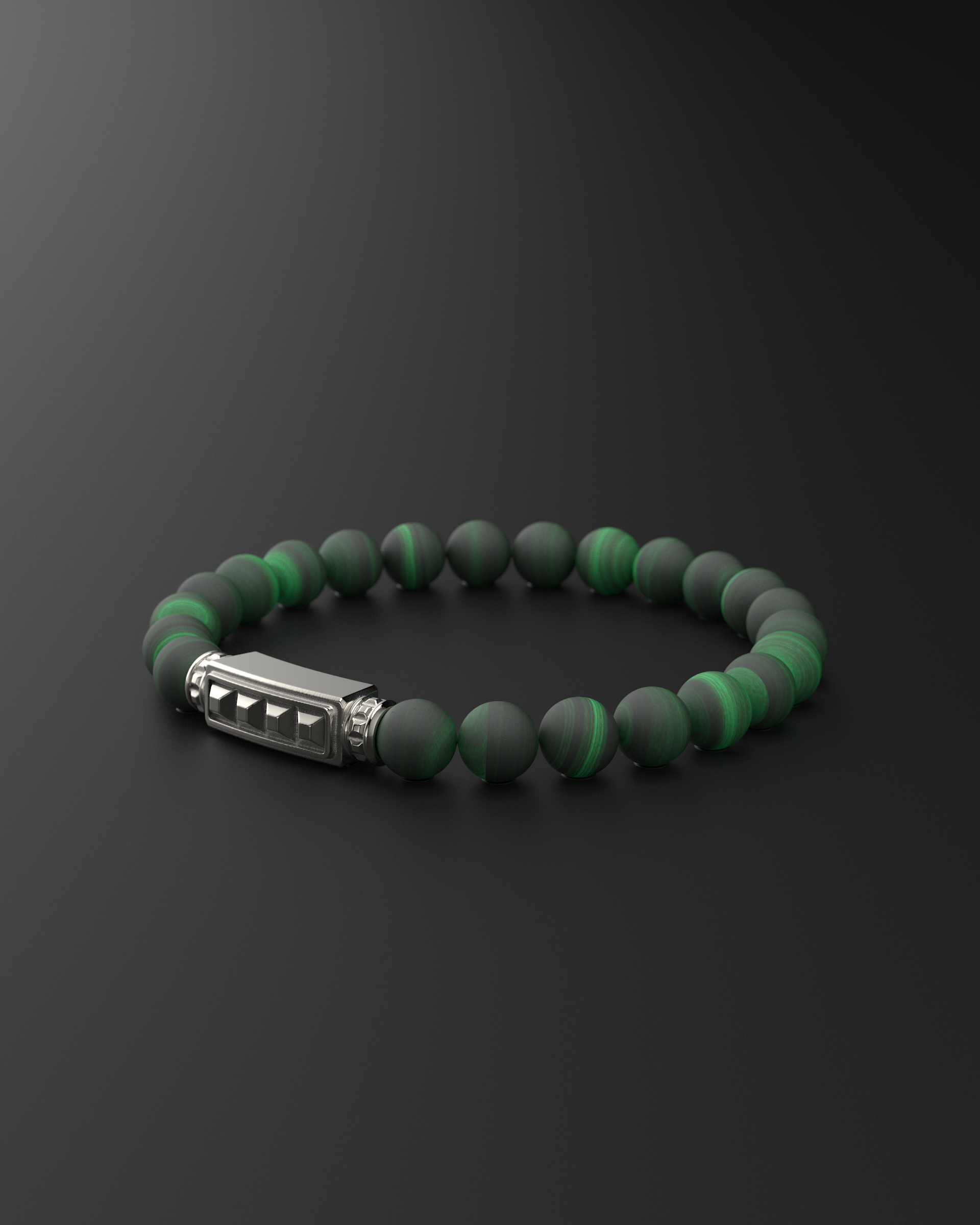 Green Malachite Matte Pyramid Bracelet 8mm | Essential