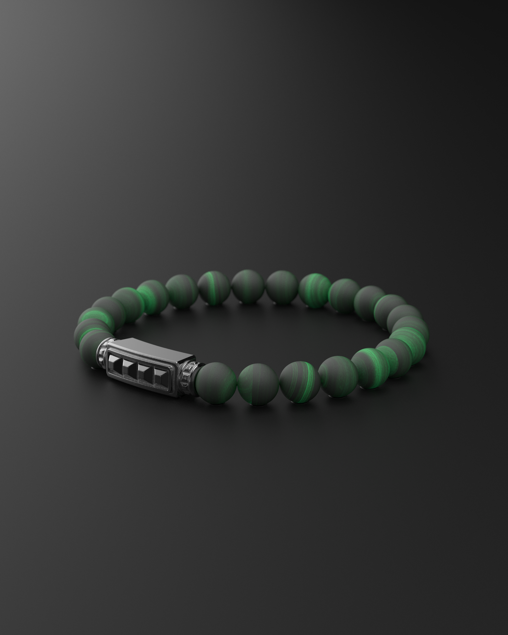 Green Malachite Matte Pyramid Bracelet 8mm | Essential