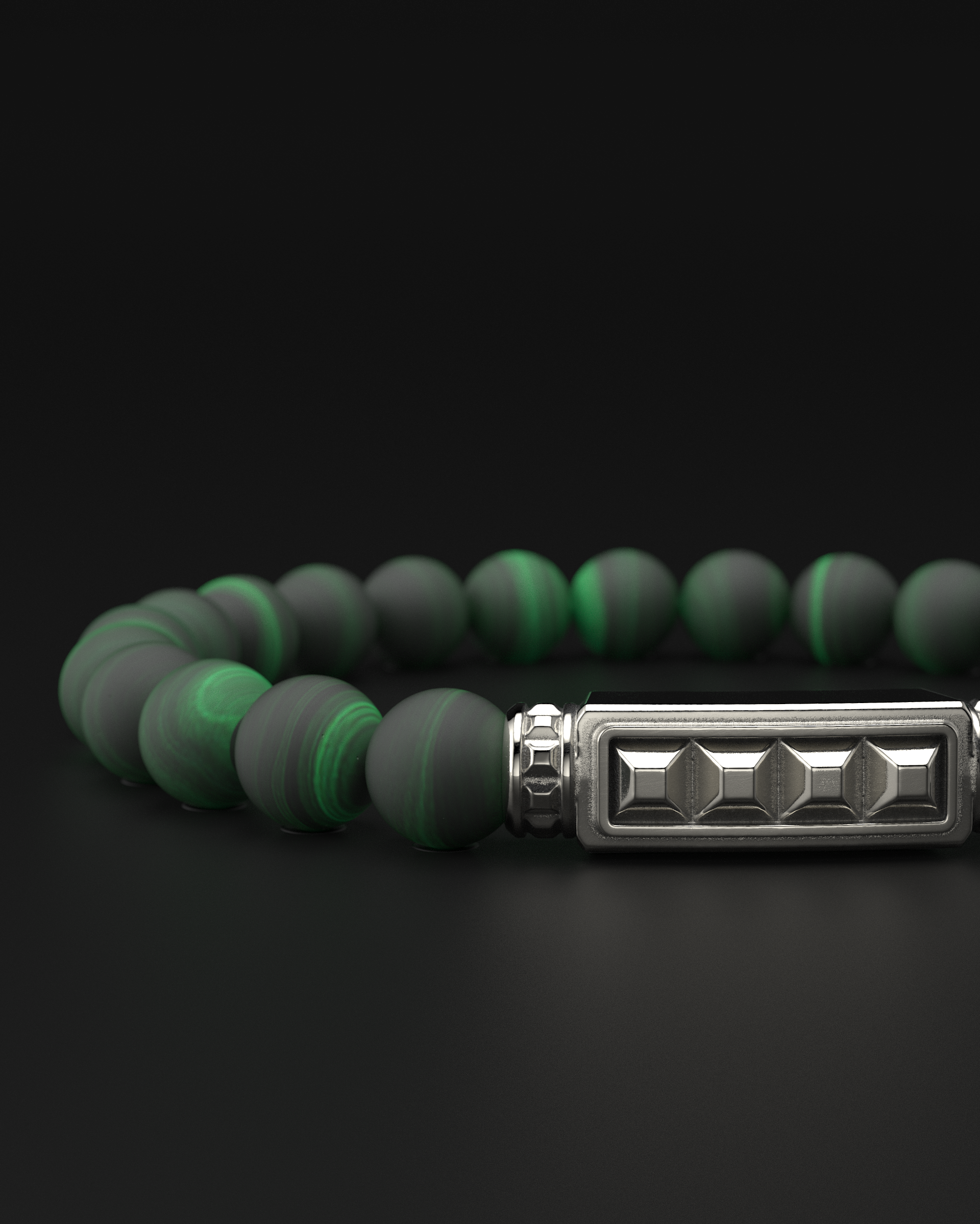 Green Malachite Matte Pyramid Bracelet 8mm | Essential