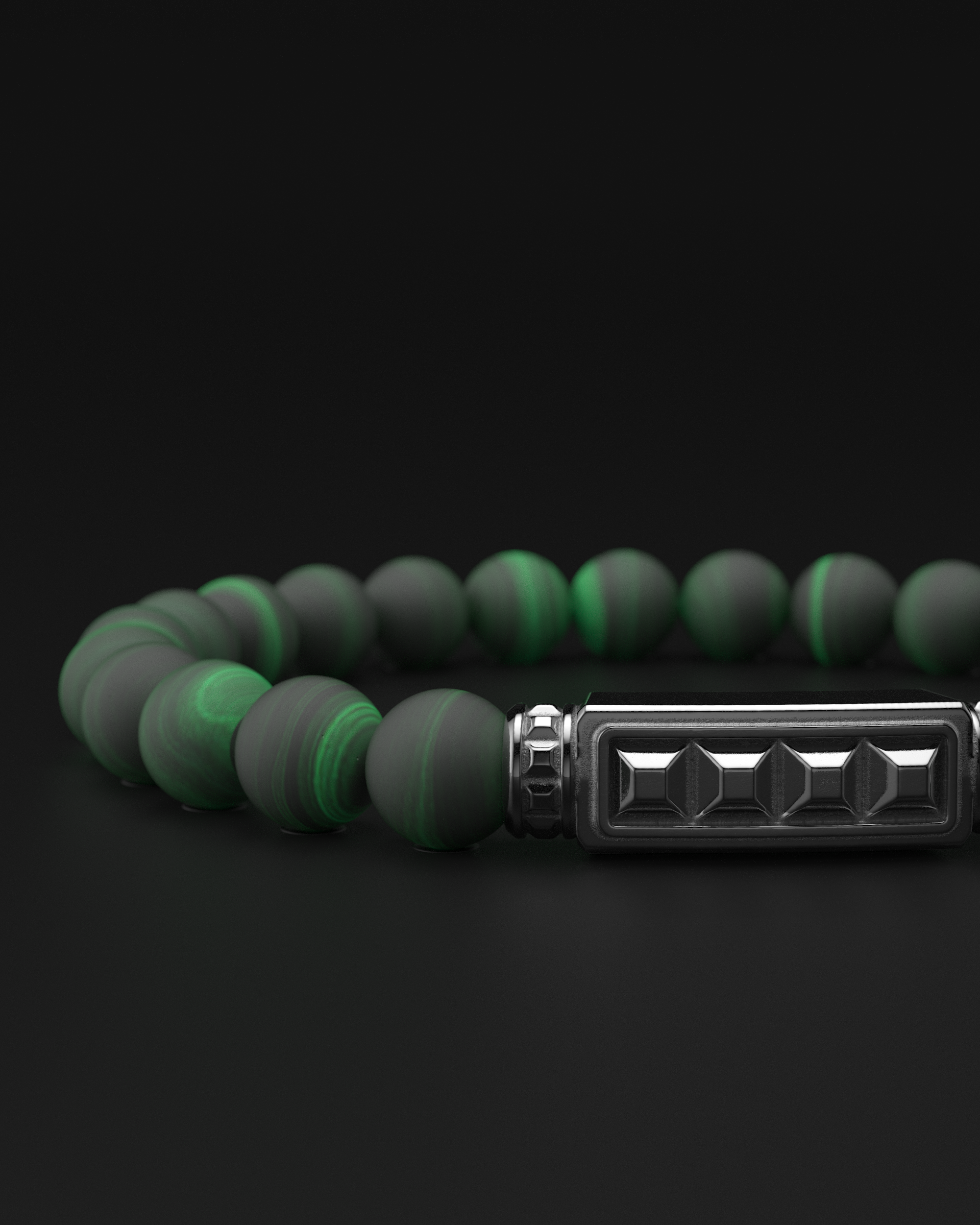 Green Malachite Matte Pyramid Bracelet 8mm | Essential