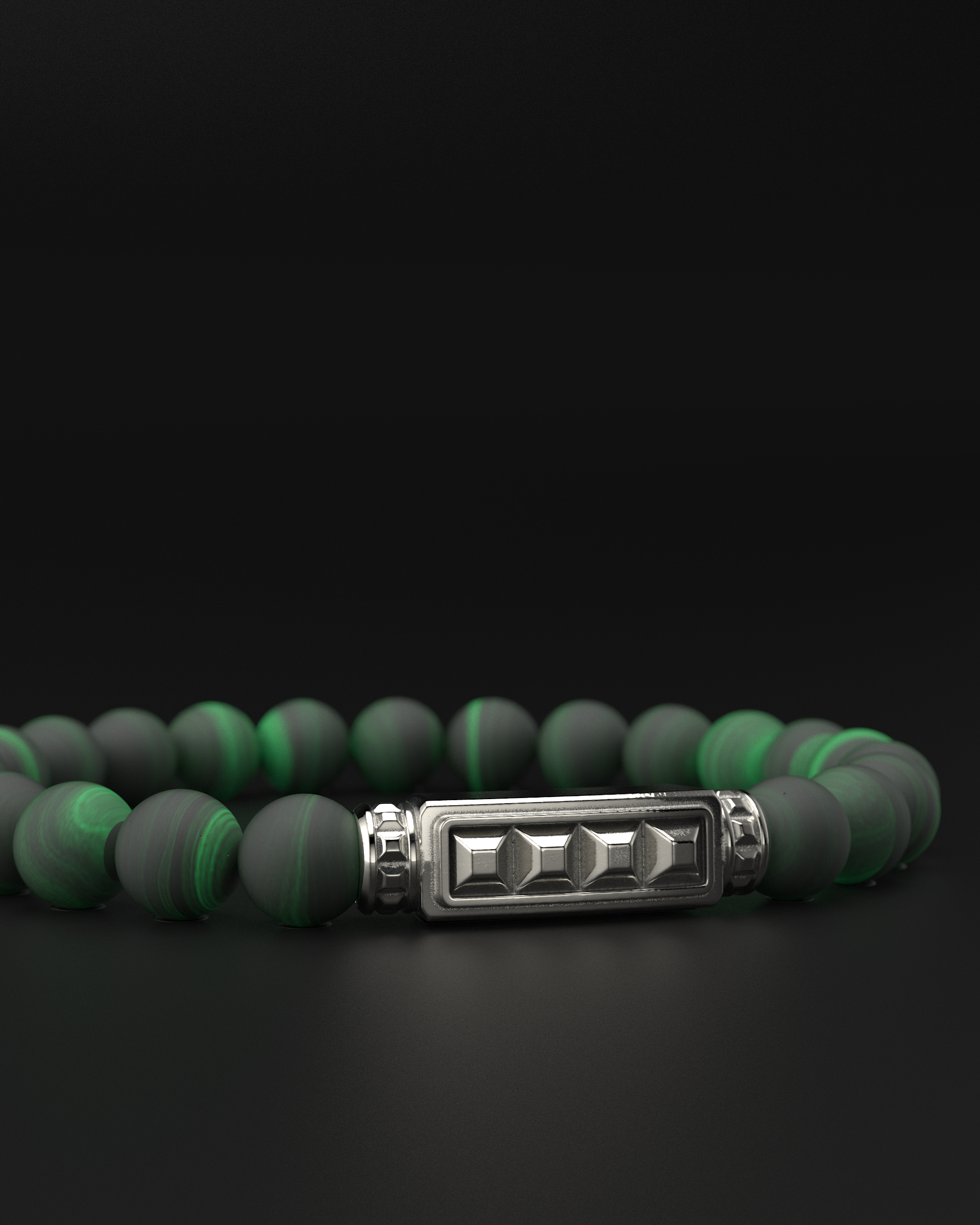 Green Malachite Matte Pyramid Bracelet 8mm | Essential