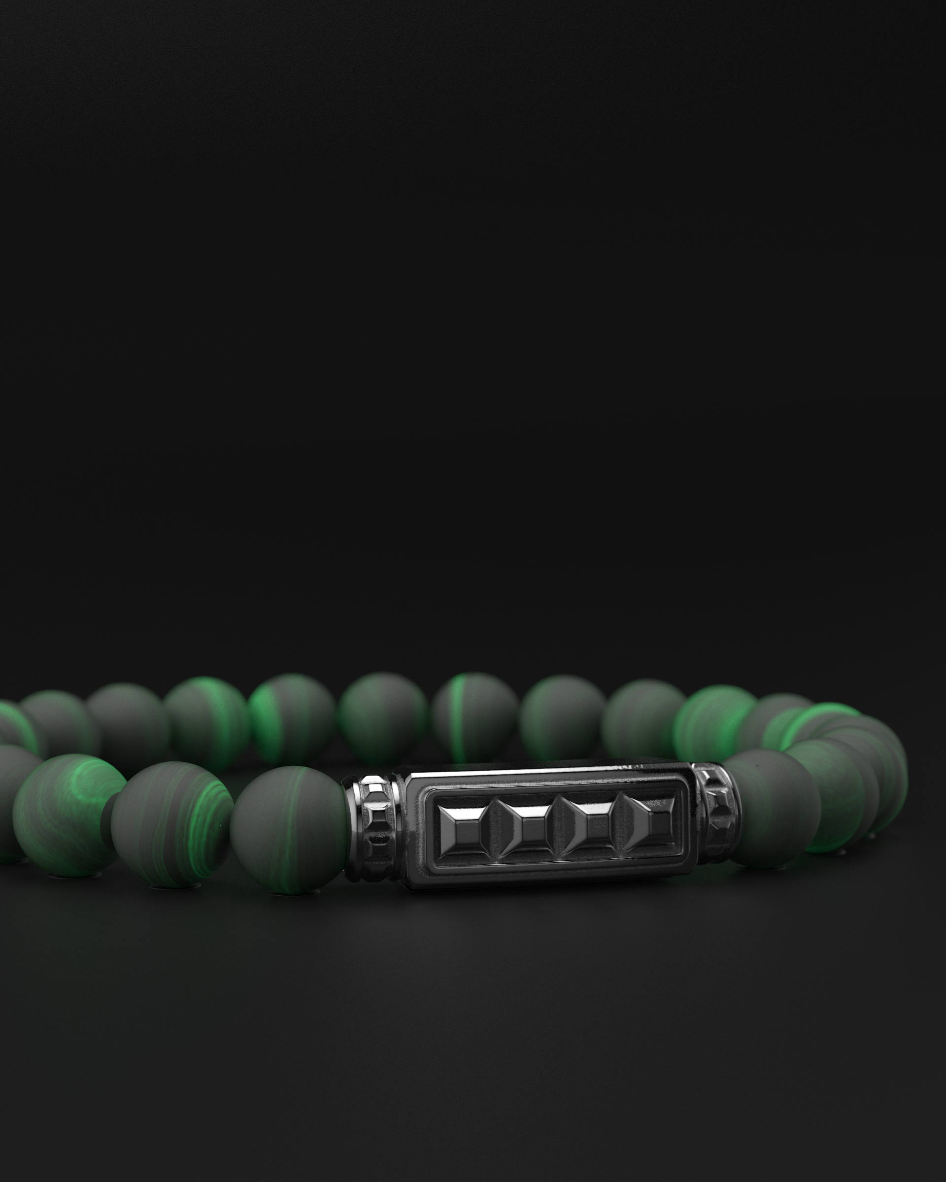 Green Malachite Matte Pyramid Bracelet 8mm | Essential