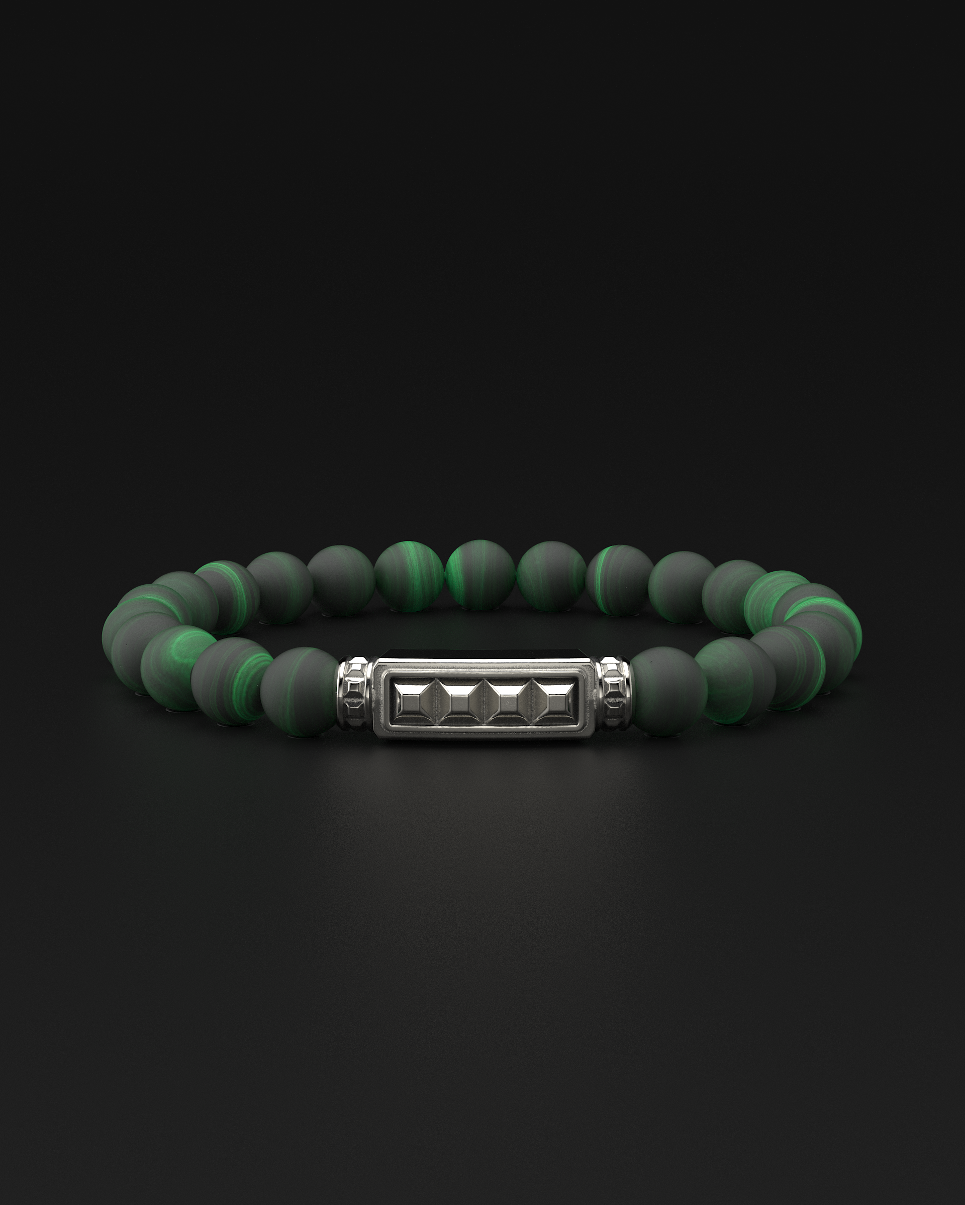 Green Malachite Matte Pyramid Bracelet 8mm | Essential