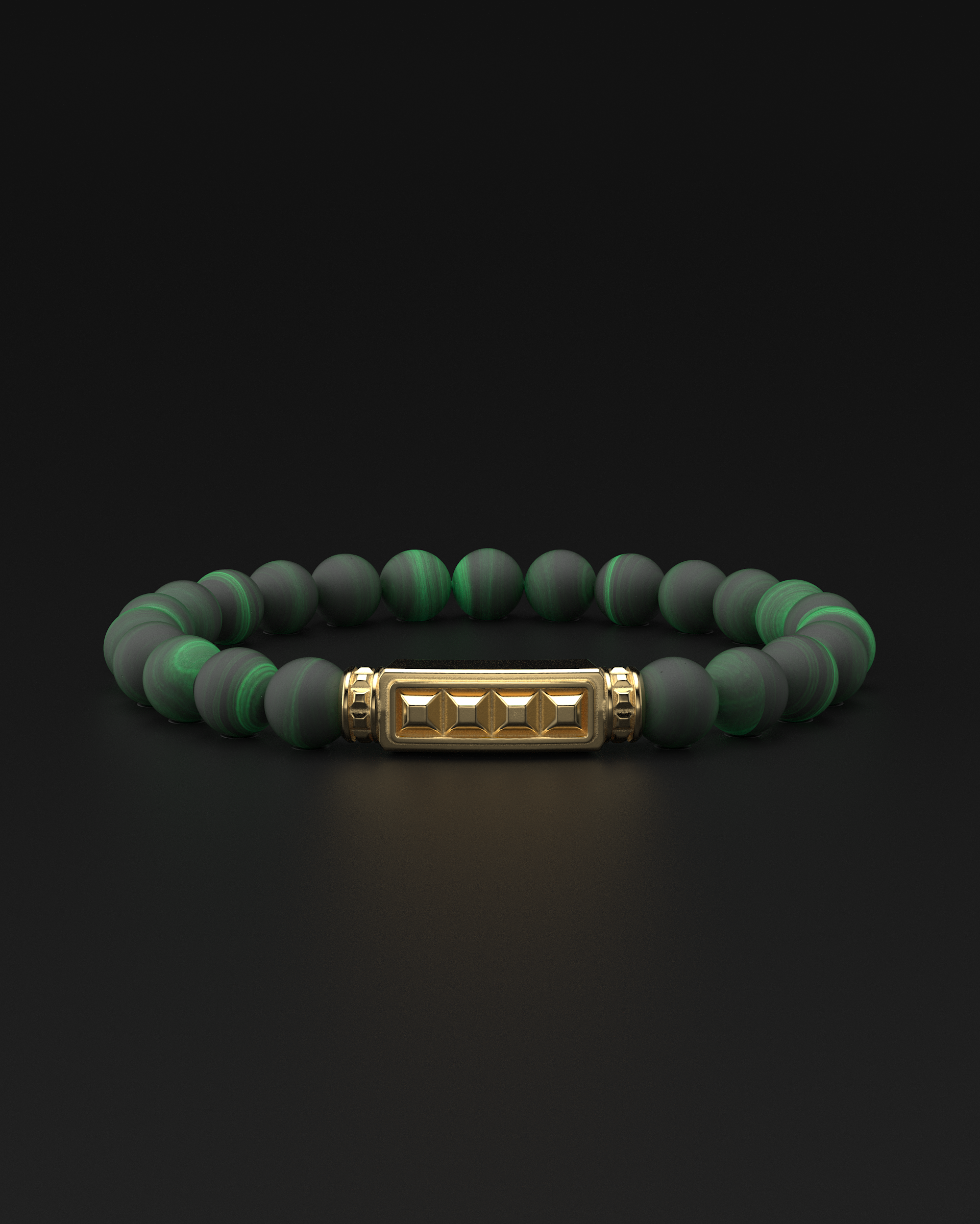 Green Malachite Matte Pyramid Bracelet 8mm | Essential