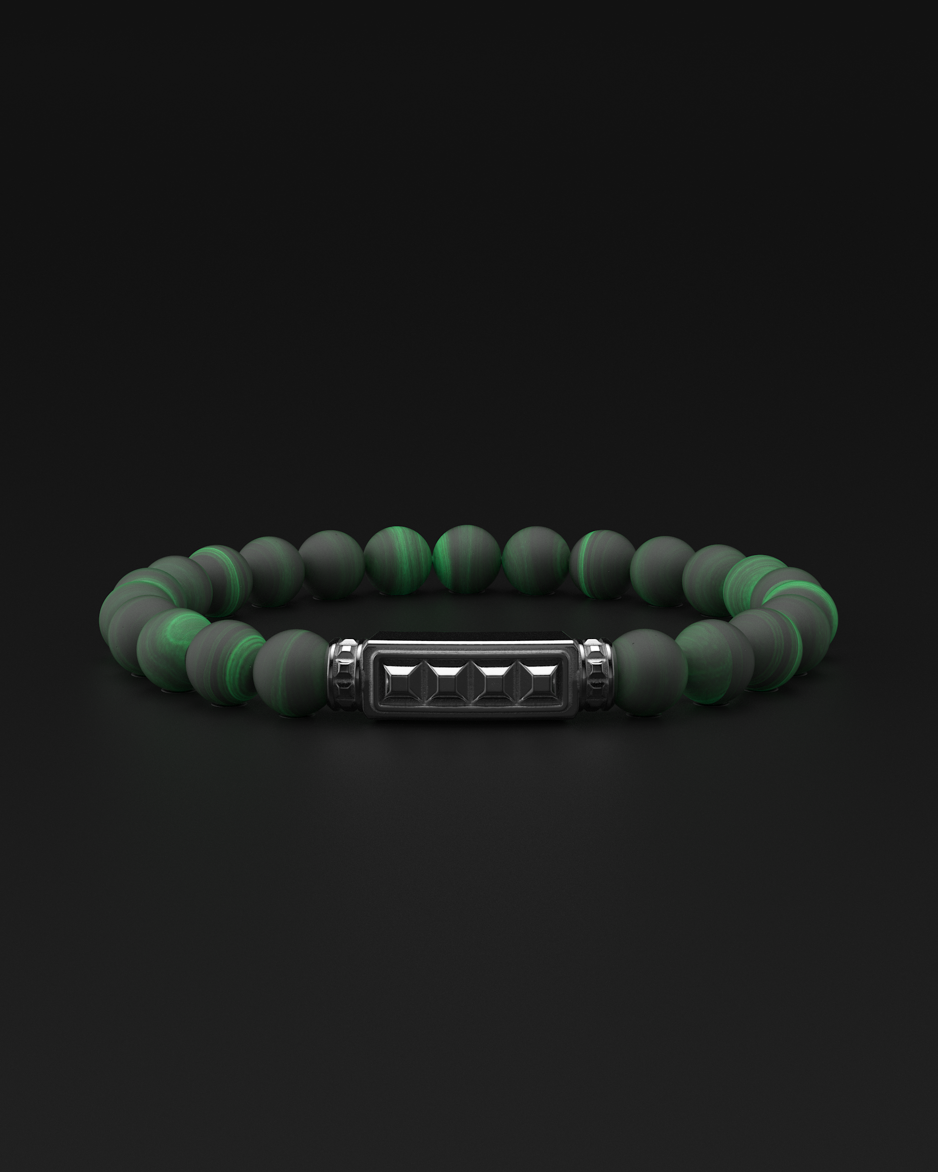 Green Malachite Matte Pyramid Bracelet 8mm | Essential