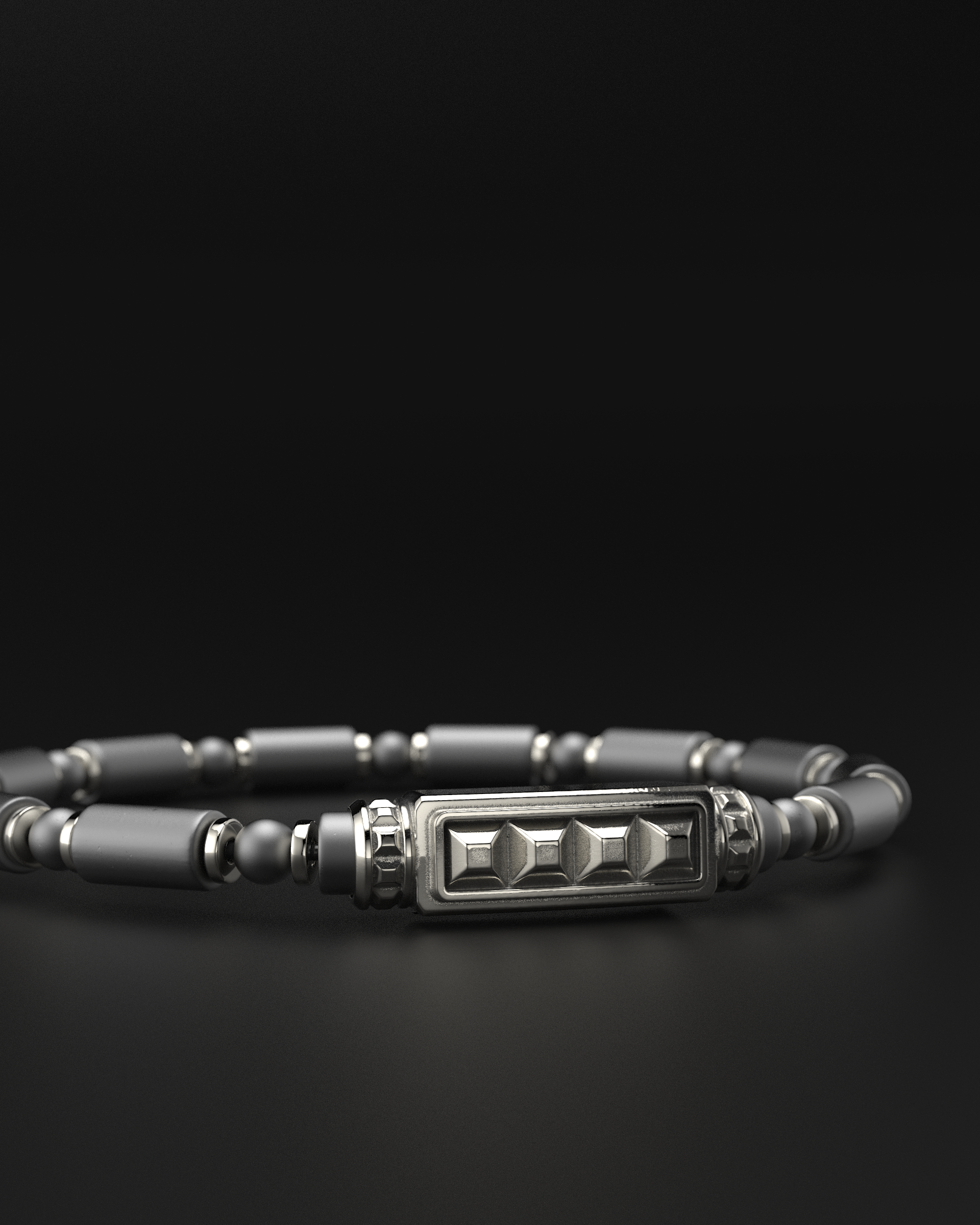 Hematite Matte Pyramid Bracelet 5mm | Pipe