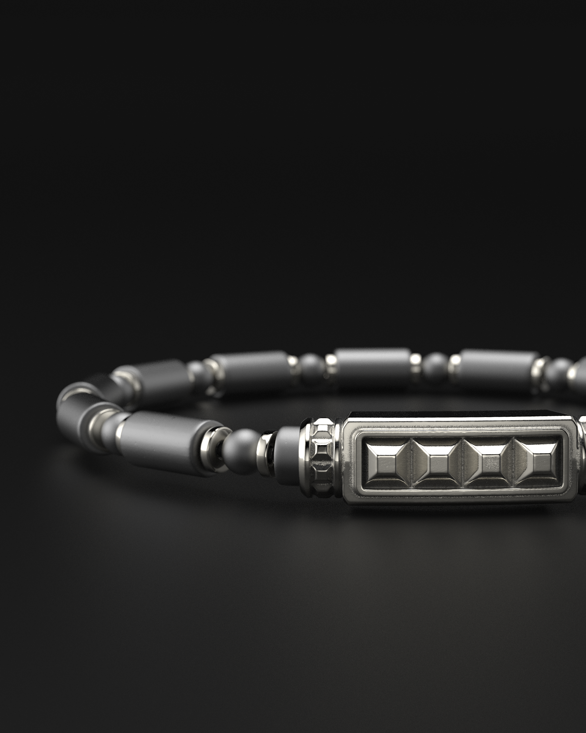 Hematite Matte Pyramid Bracelet 5mm | Pipe