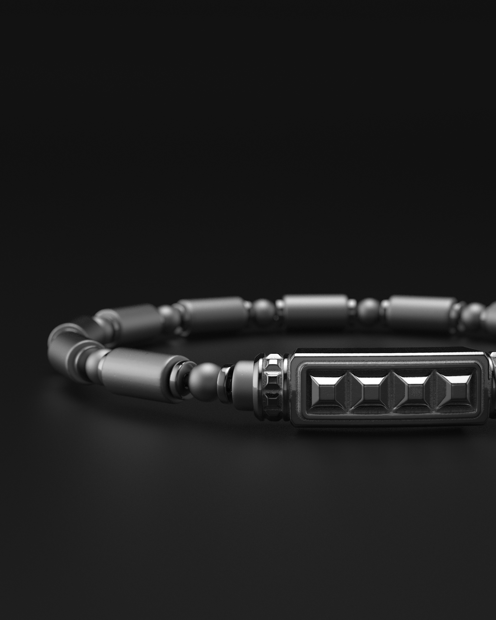 Hematite Matte Pyramid Bracelet 5mm | Pipe