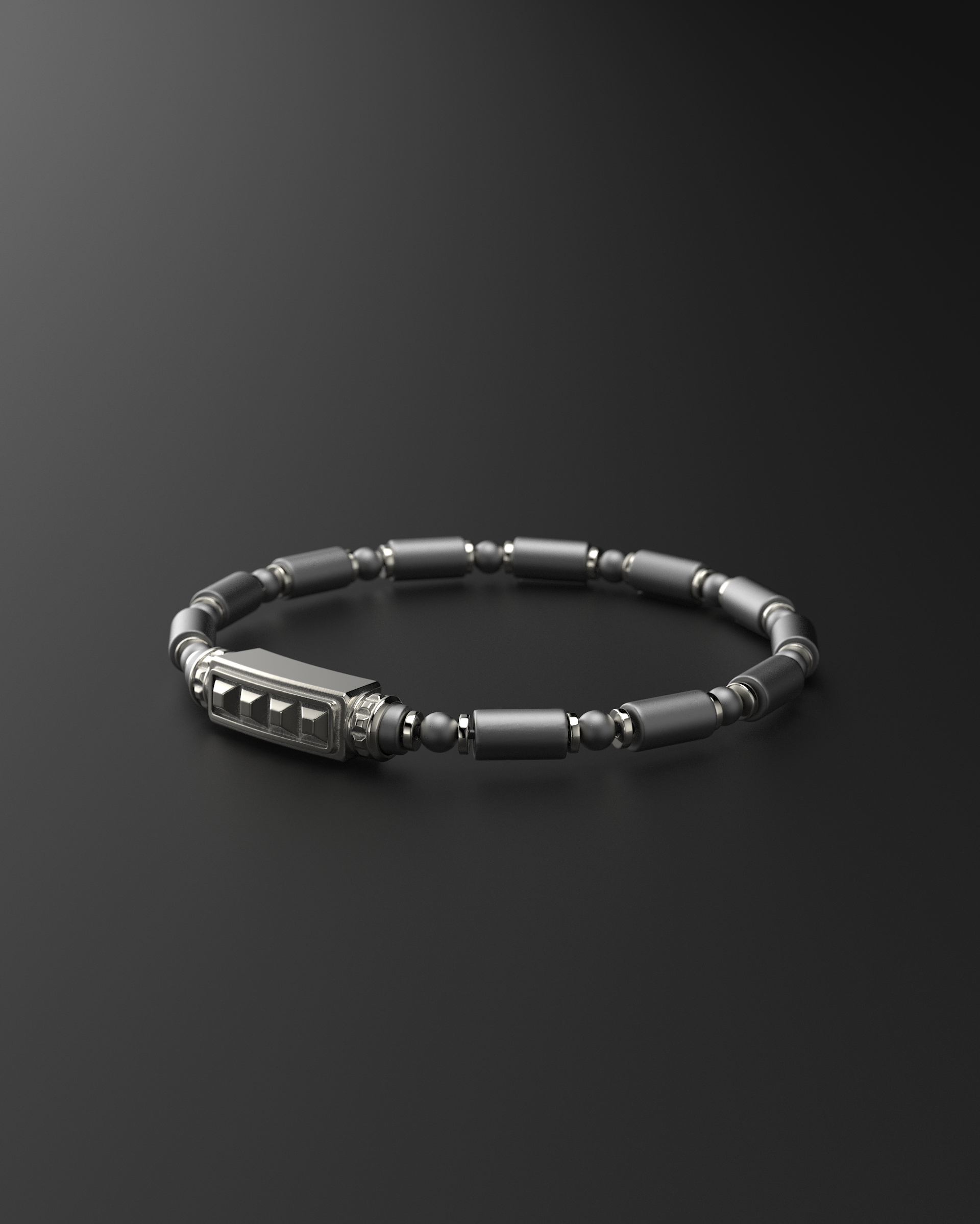Hematite Matte Pyramid Bracelet 5mm | Pipe