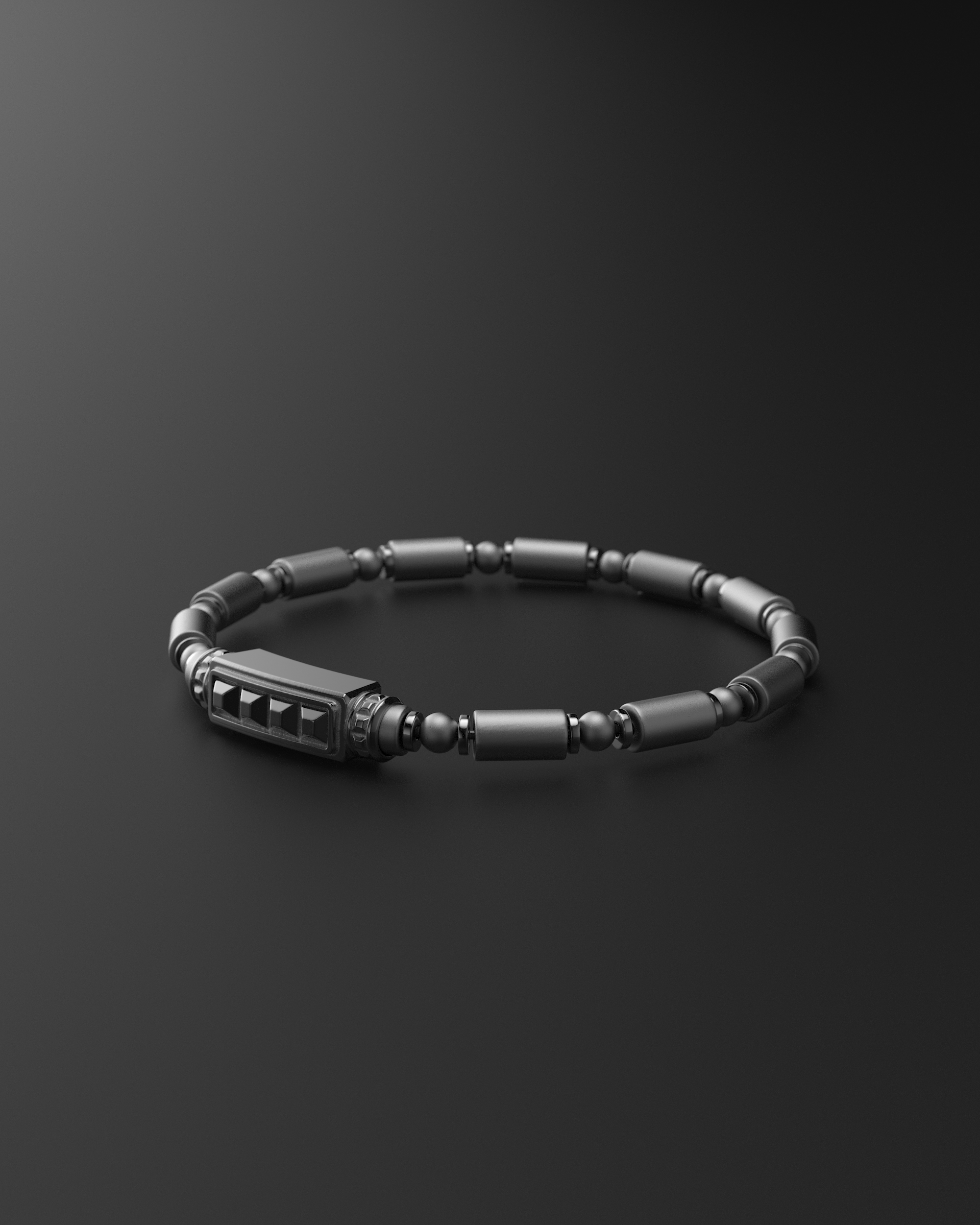 Hematite Matte Pyramid Bracelet 5mm | Pipe