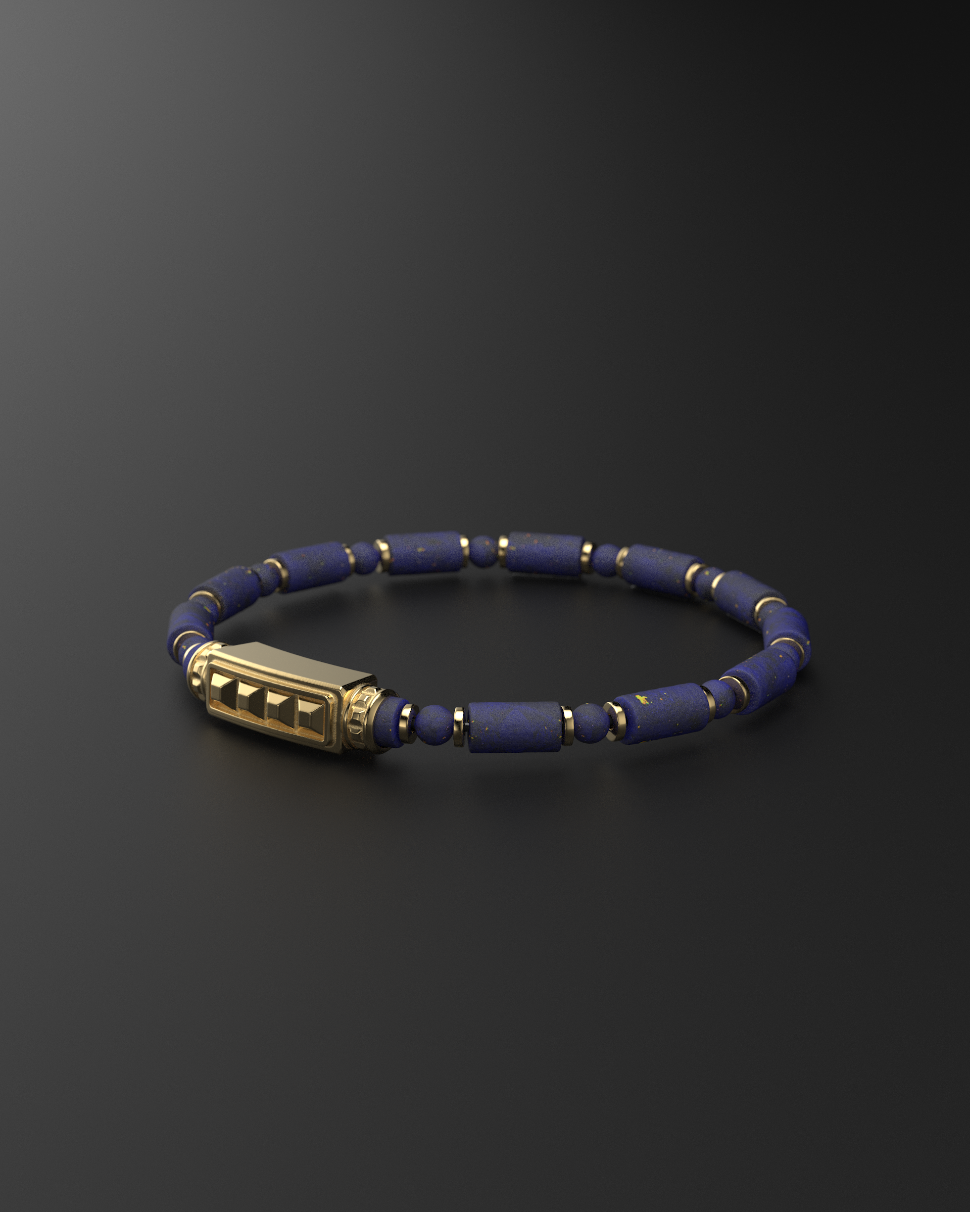 Lapis Lazuli Matte Pyramid Bracelet 5mm | Pipe