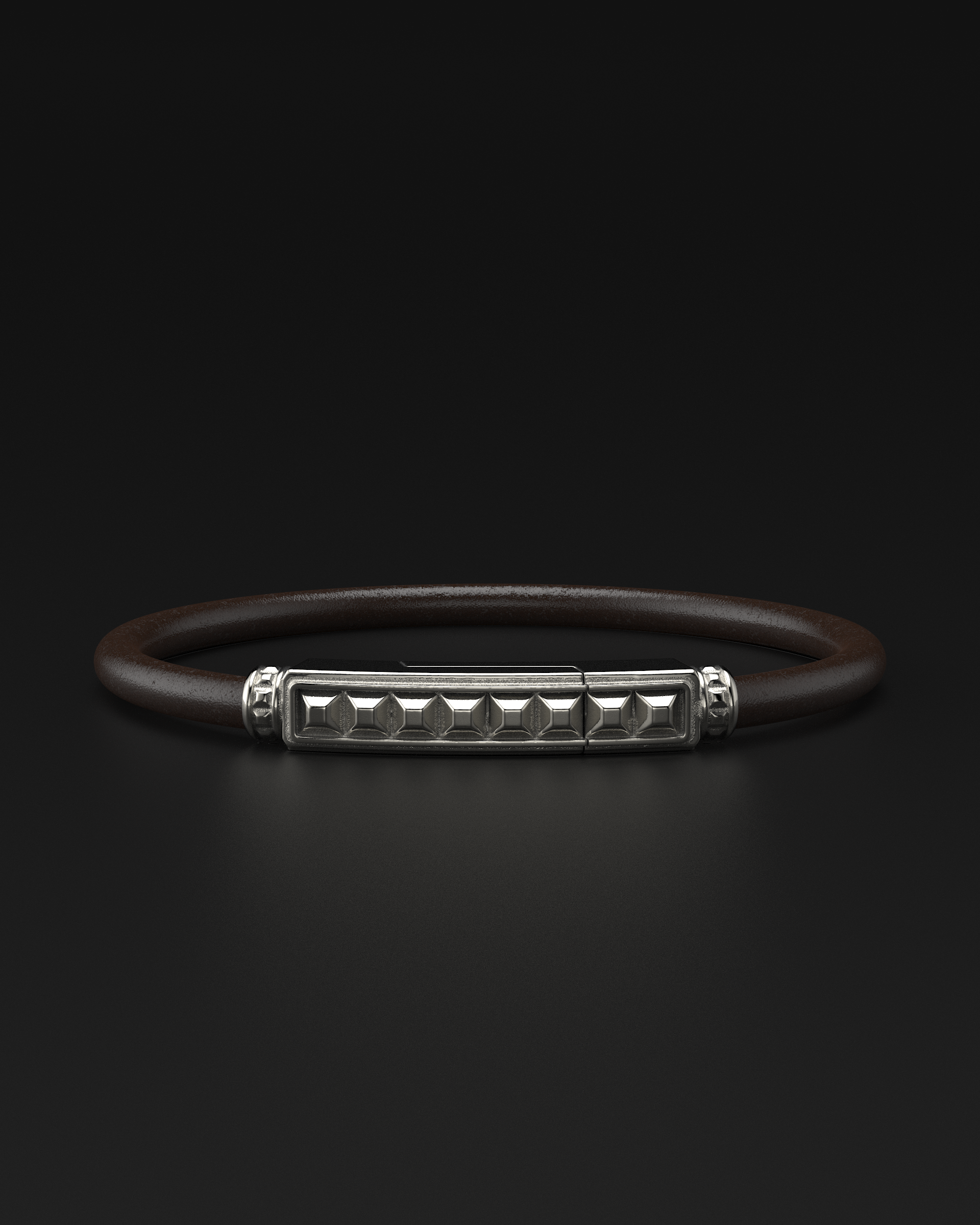Pyramid Brown Bracelet 5mm | Leather #1