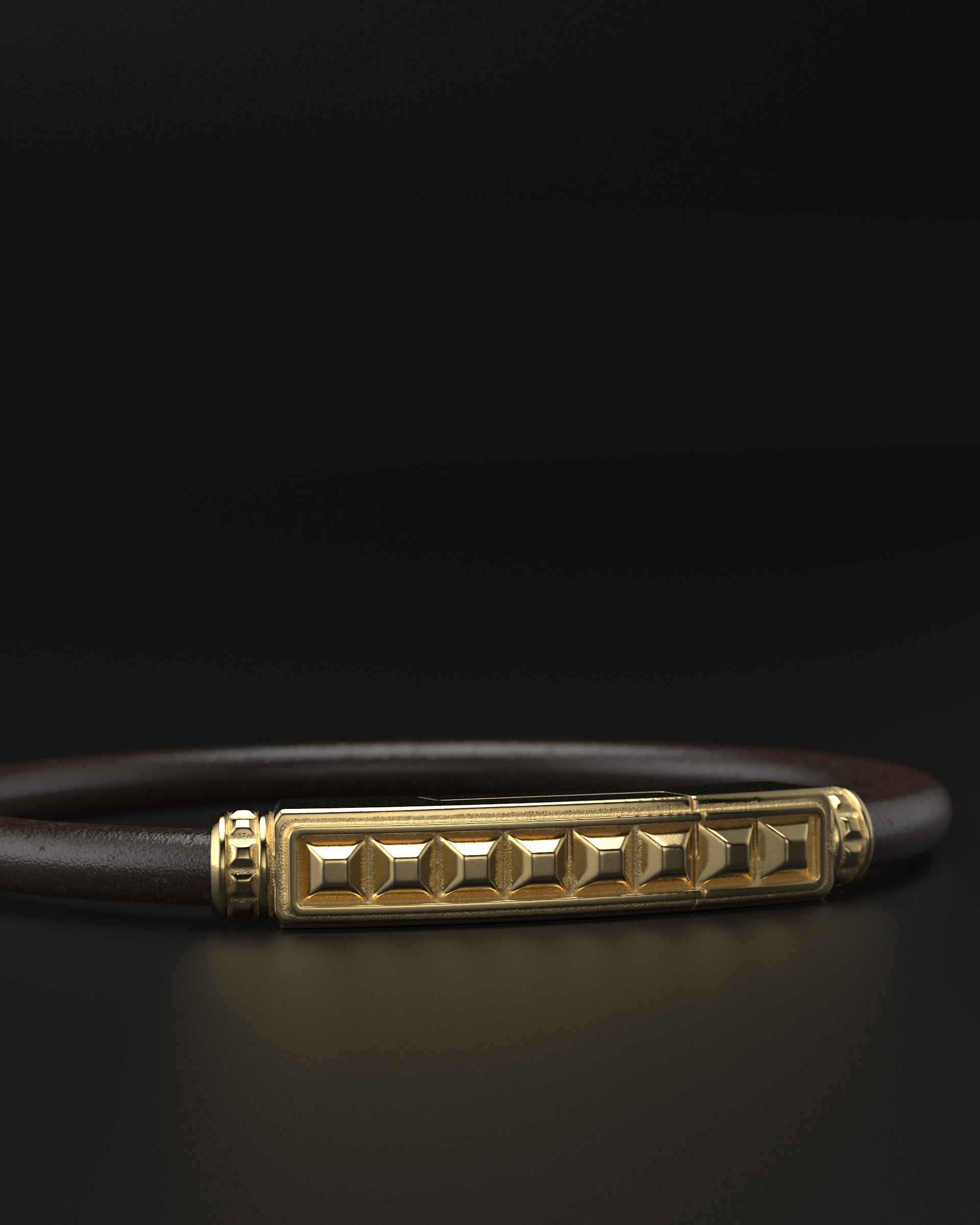Pyramid Brown Bracelet 5mm | Leather #1