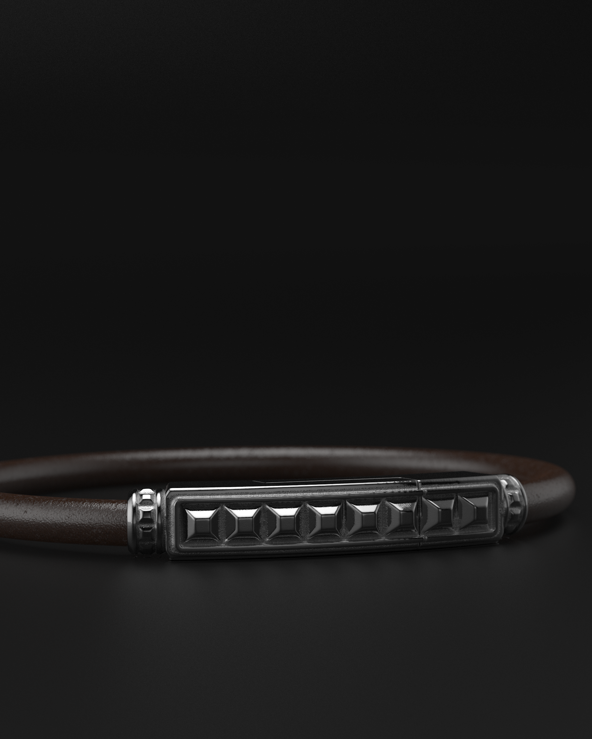 Pyramid Brown Bracelet 5mm | Leather #1