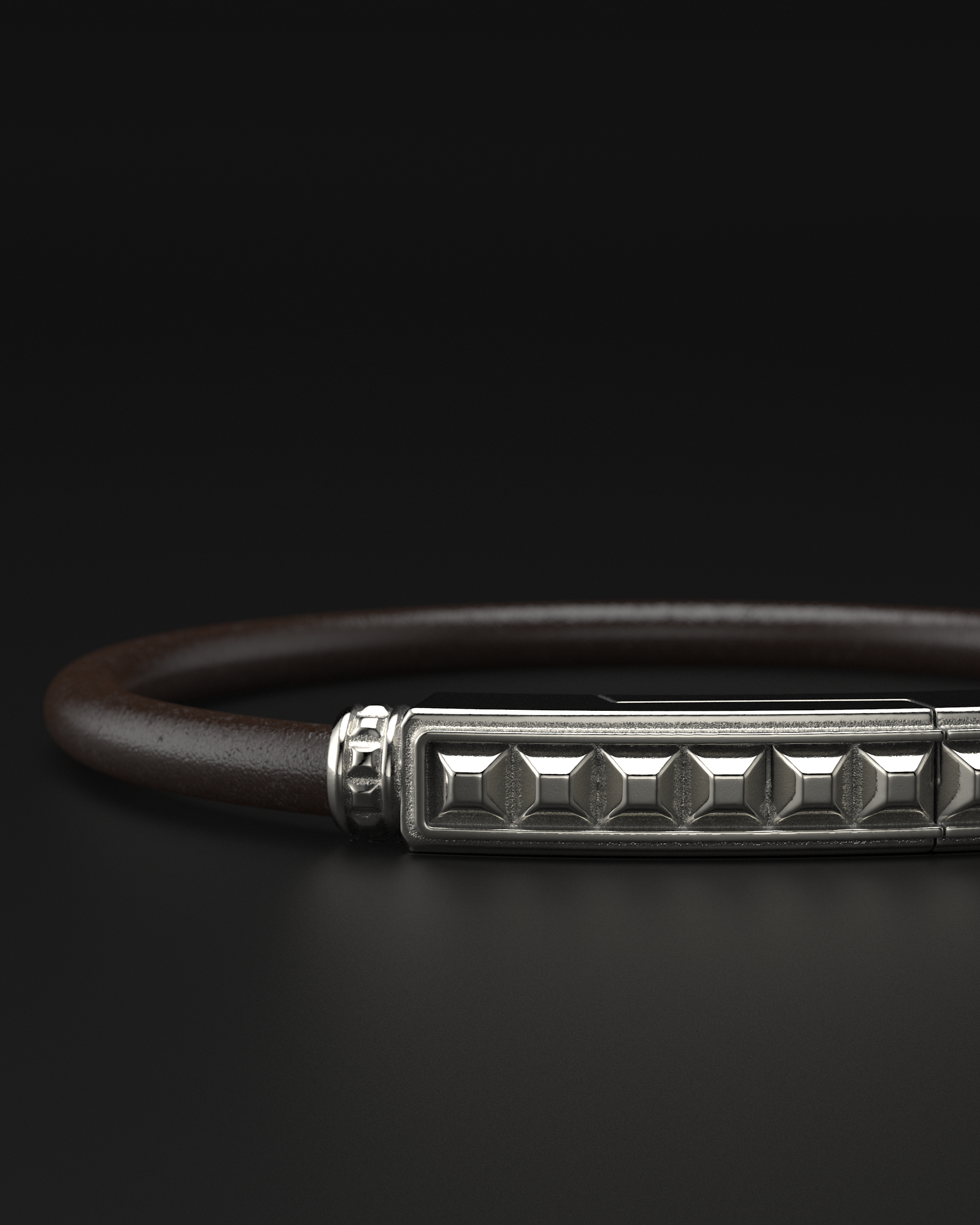 Pyramid Brown Bracelet 5mm | Leather #1