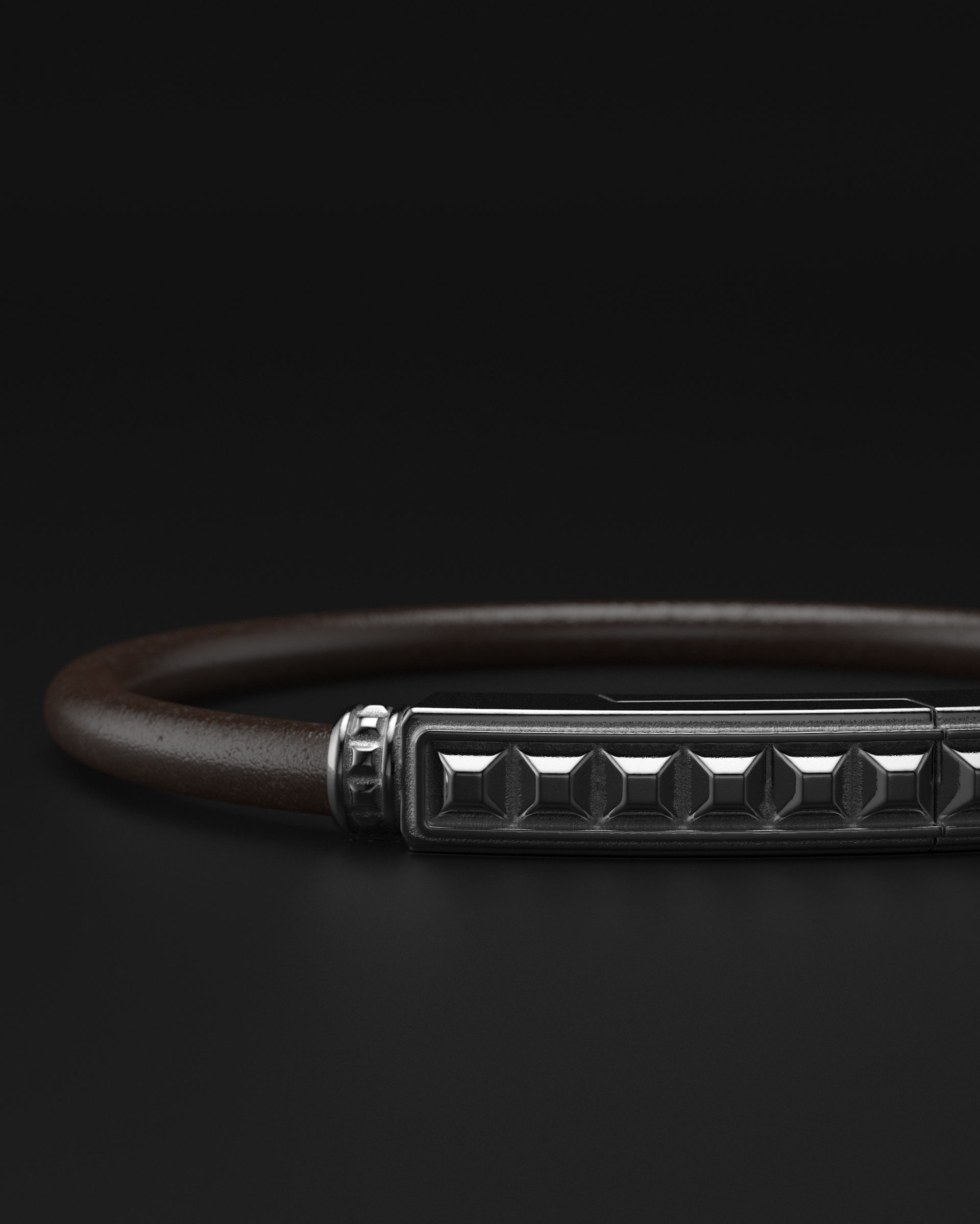 Pyramid Brown Bracelet 5mm | Leather #1