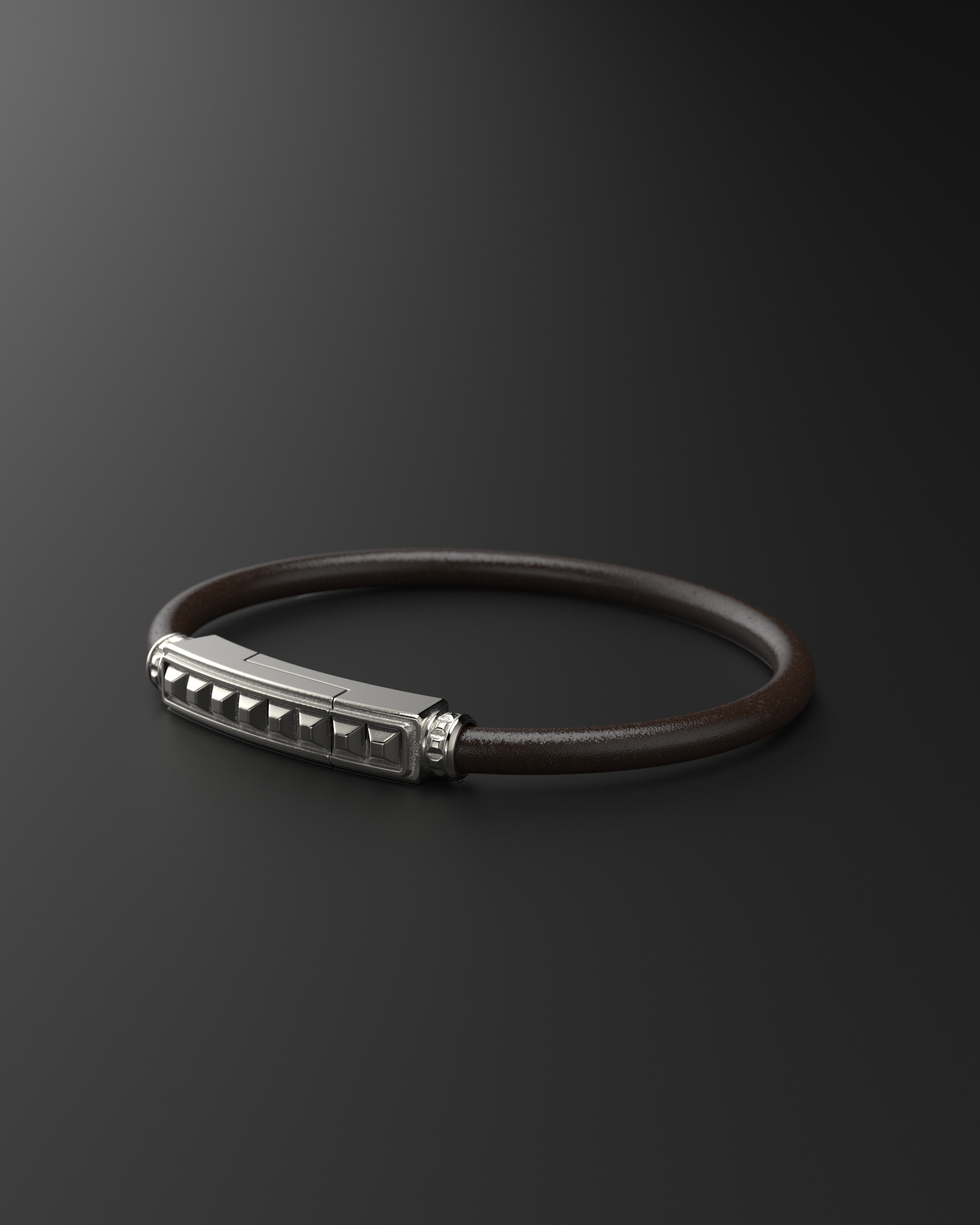 Pyramid Brown Bracelet 5mm | Leather #1