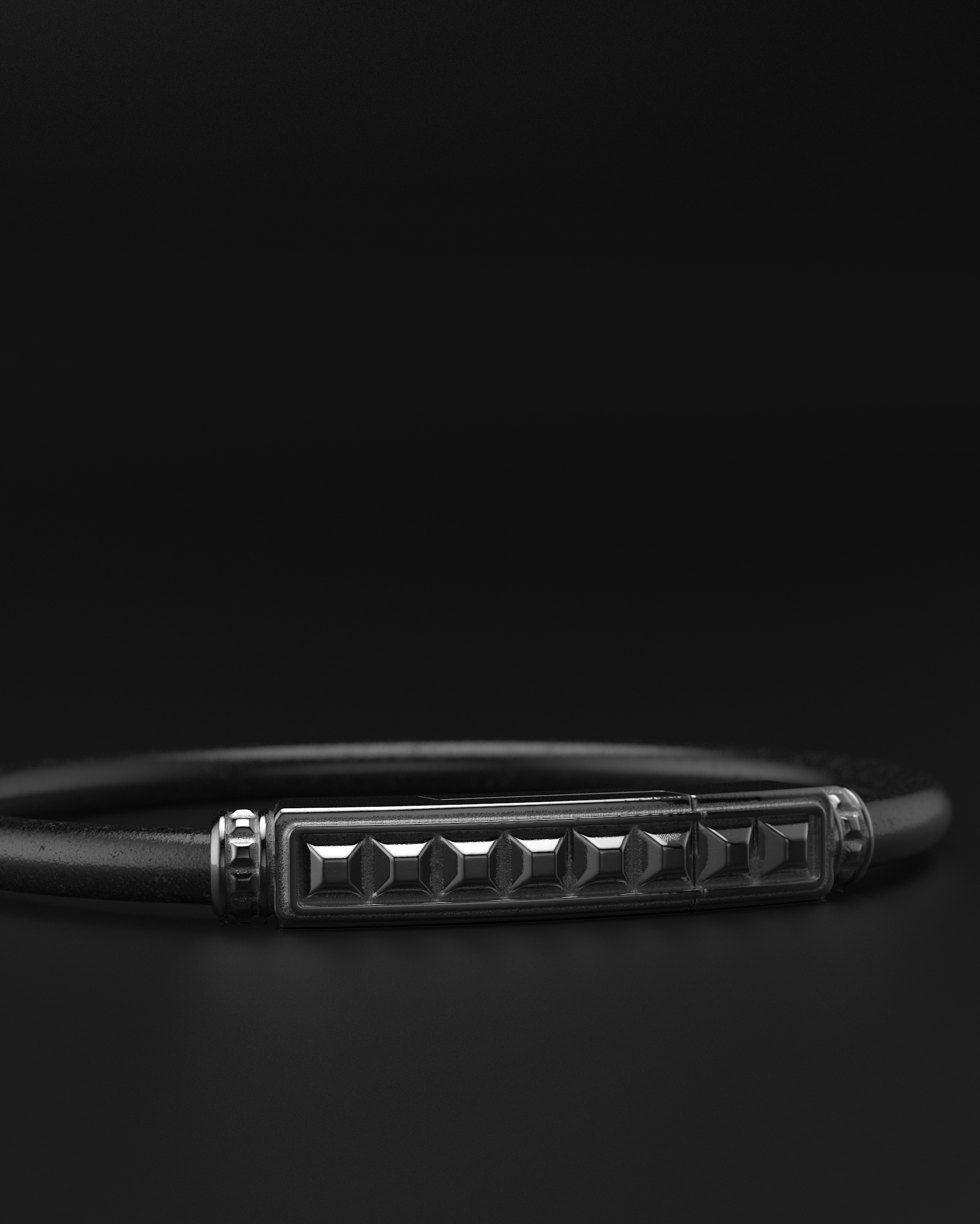Pyramid Black Bracelet 5mm | Leather #1