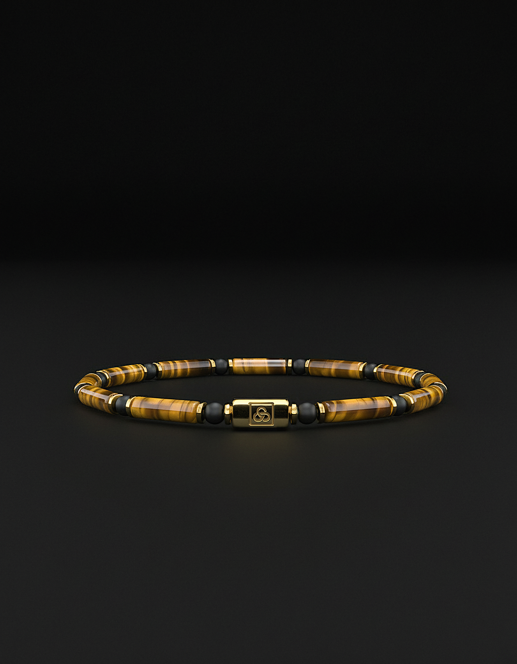 Pulsera de ojo de tigre y ónix mate de 4 mm | TUBO