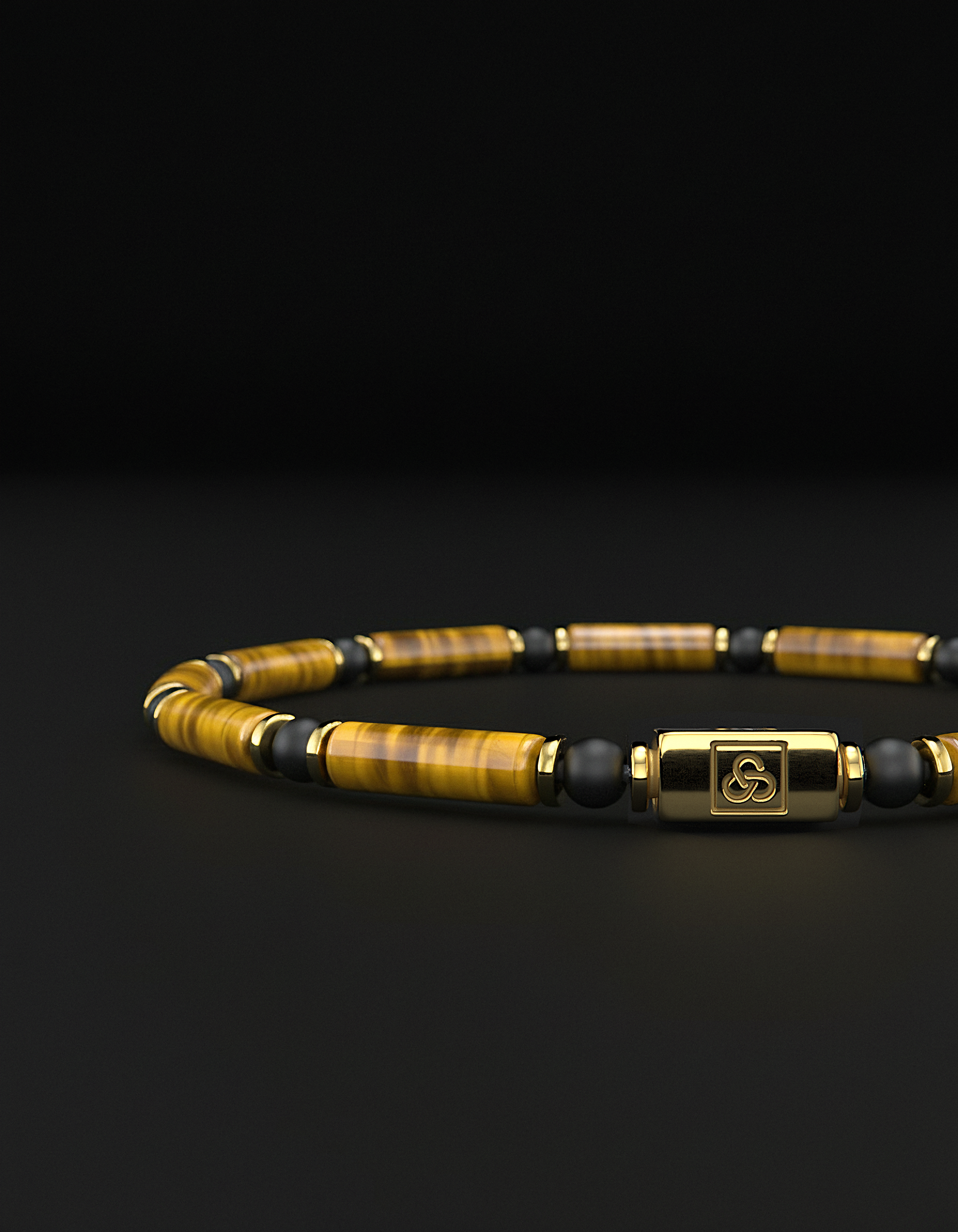 Pulsera de ojo de tigre y ónix mate de 4 mm | TUBO