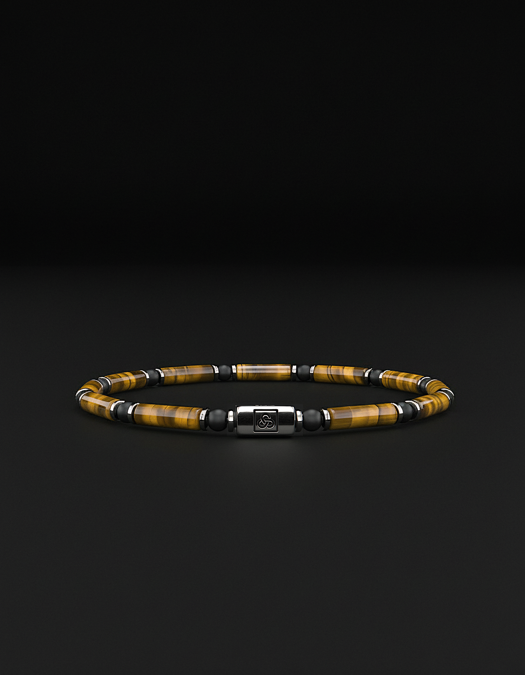 Pulsera de ojo de tigre y ónix mate de 4 mm | TUBO