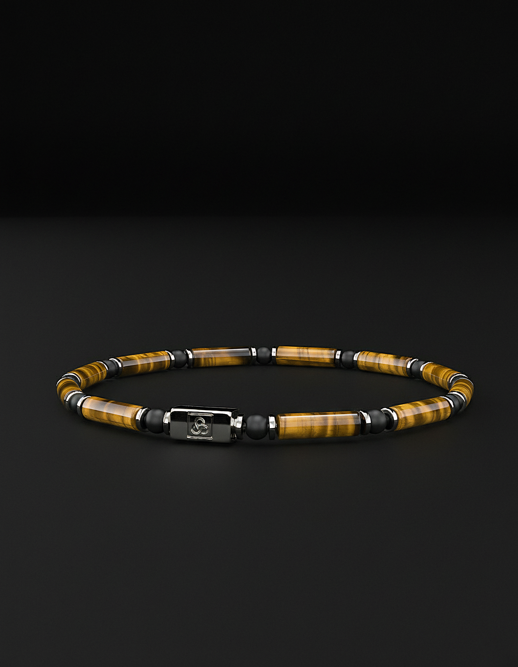 Pulsera de ojo de tigre y ónix mate de 4 mm | TUBO