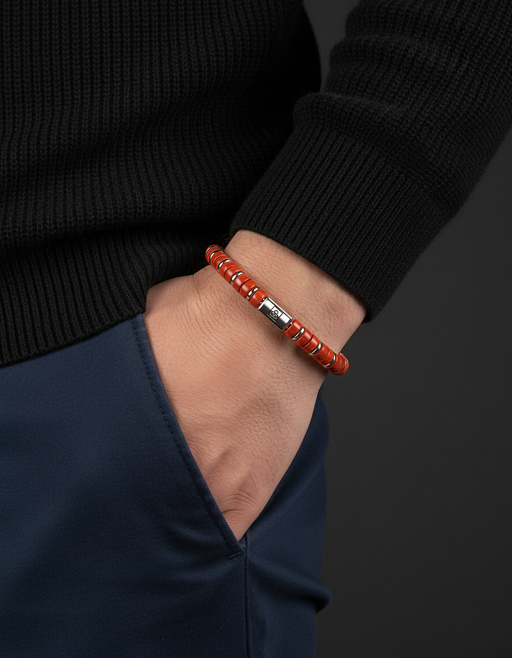 Bracciale di Giada Rossa 6mm | Distanziatore n. 2