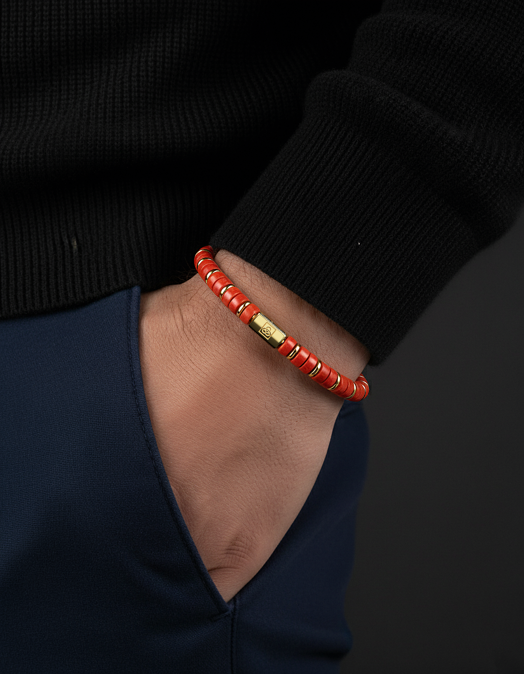 Bracelet en jade rouge 6mm | Entretoise #2