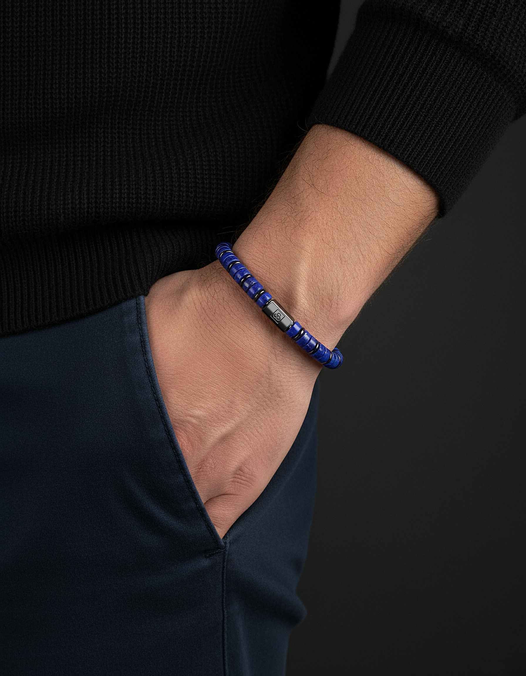 Bracciale in Lapis Lazuli 6mm | Distanziatore n. 2