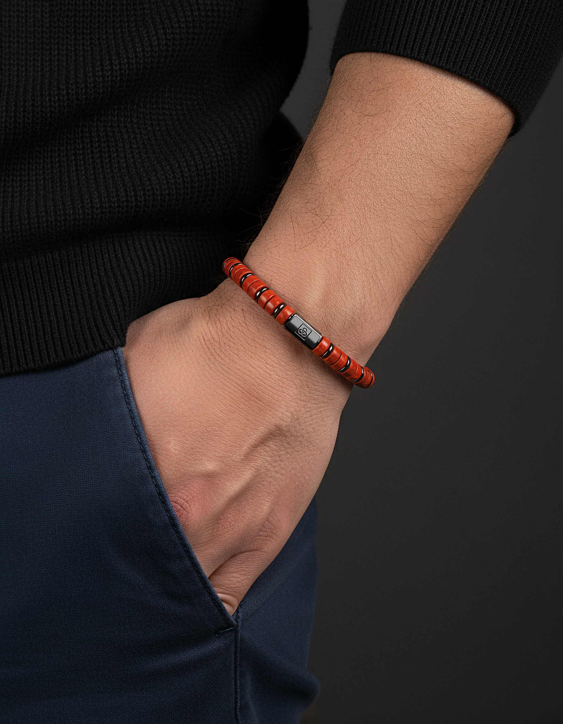 Bracelet en jade rouge 6mm | Entretoise #2