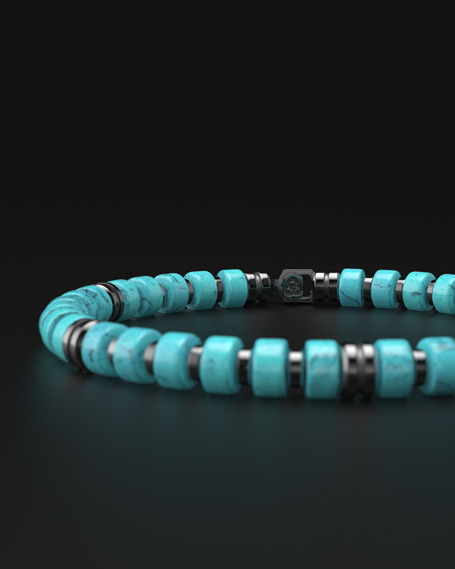 Pulsera Turquesa 6mm | Espaciador Premium