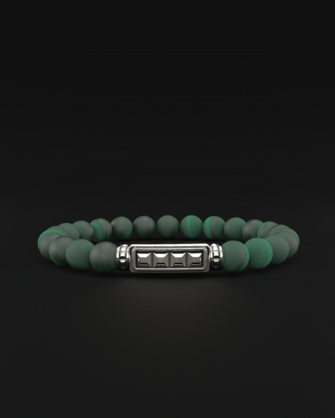 Green Malachite Matte Pyramid Bracelet 8mm | Essential