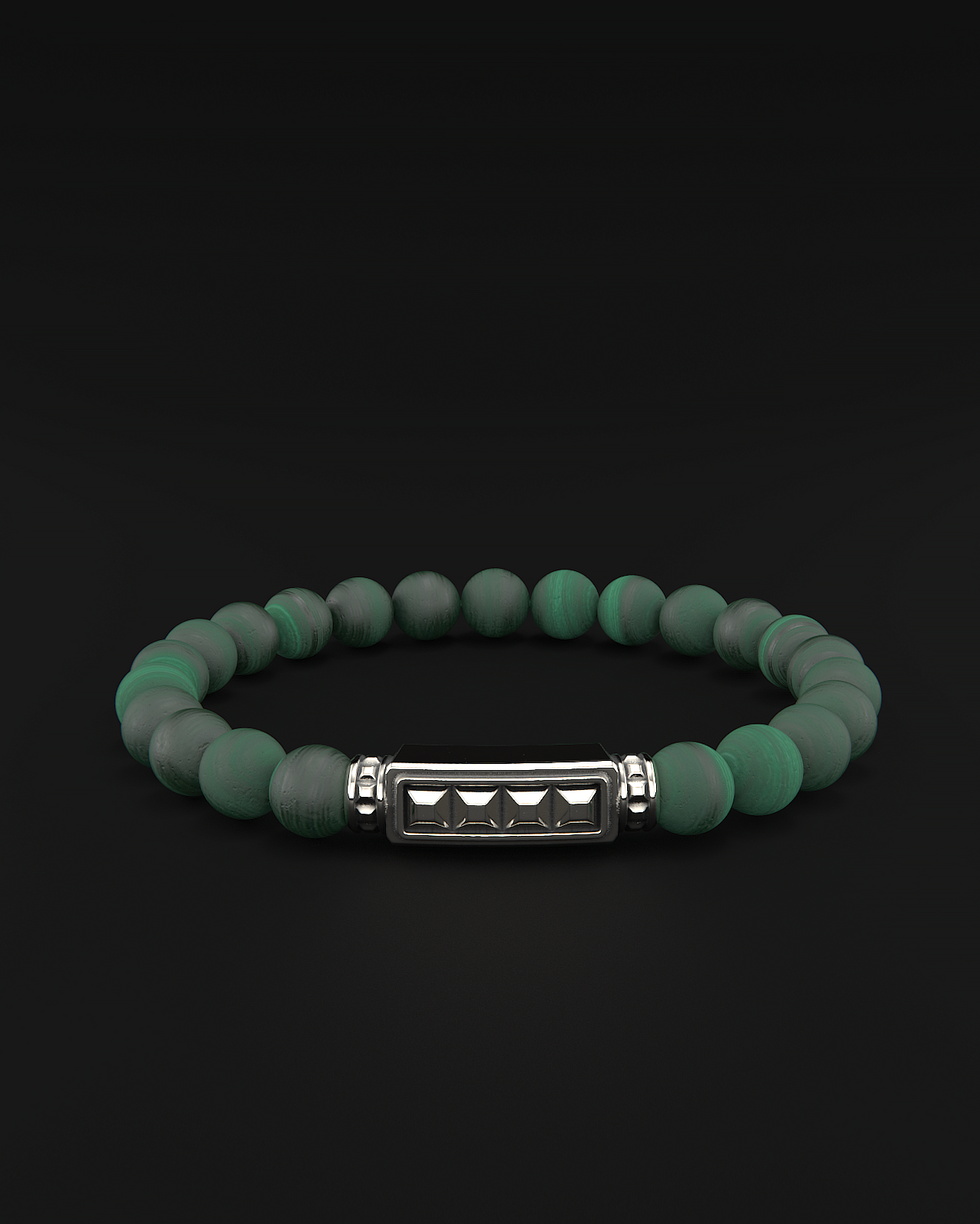 Green Malachite Matte Pyramid Bracelet 8mm | Essential