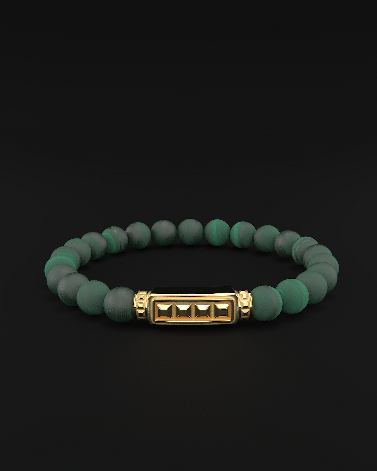 Green Malachite Matte Pyramid Bracelet 8mm | Essential