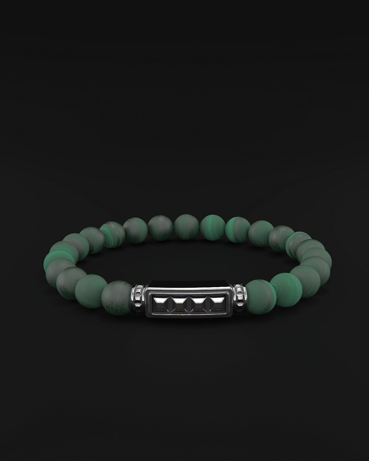 Green Malachite Matte Pyramid Bracelet 8mm | Essential