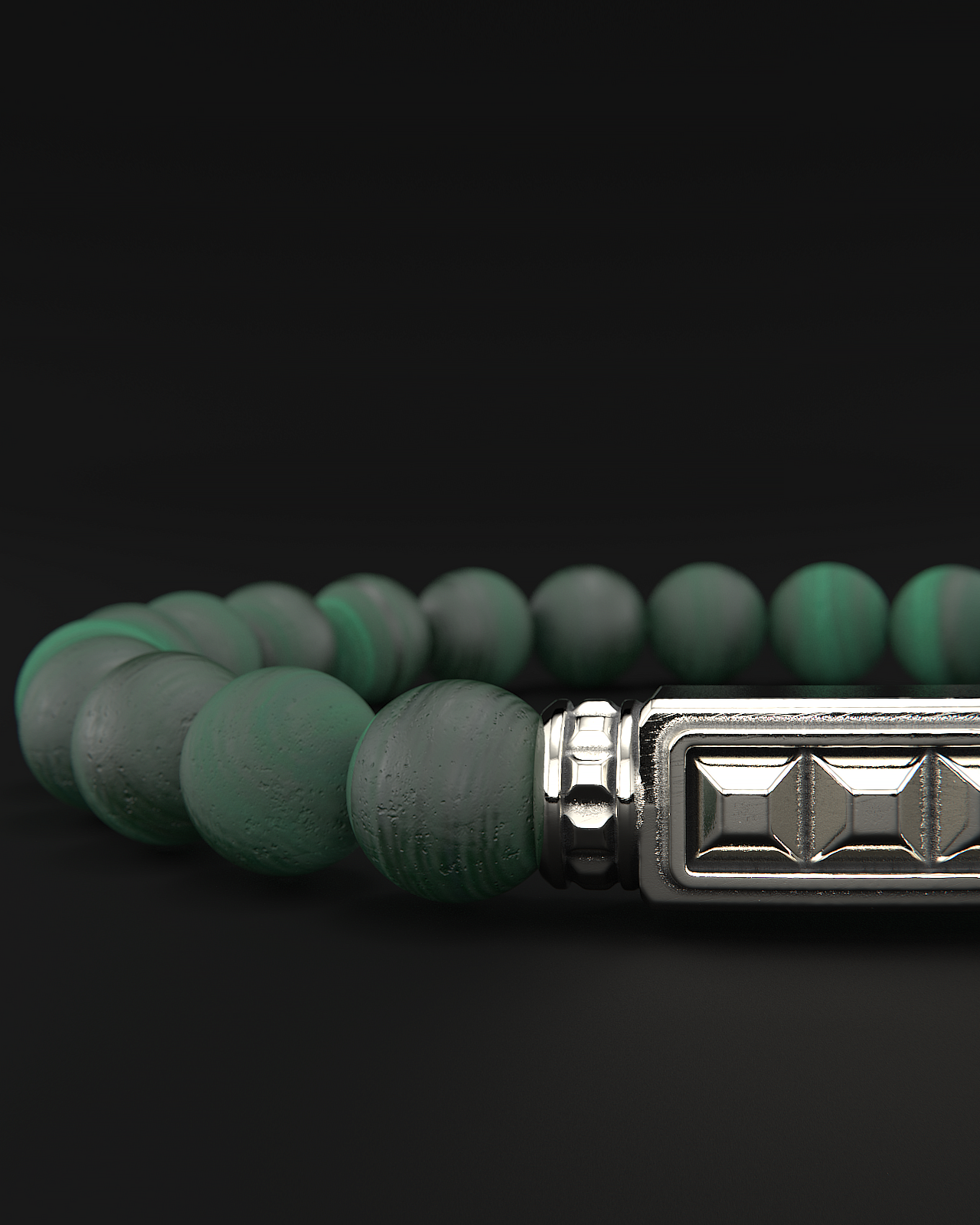 Green Malachite Matte Pyramid Bracelet 8mm | Essential