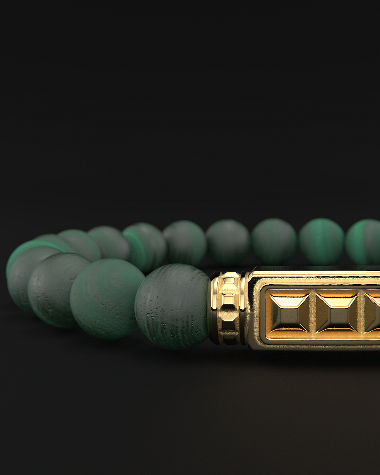 Green Malachite Matte Pyramid Bracelet 8mm | Essential