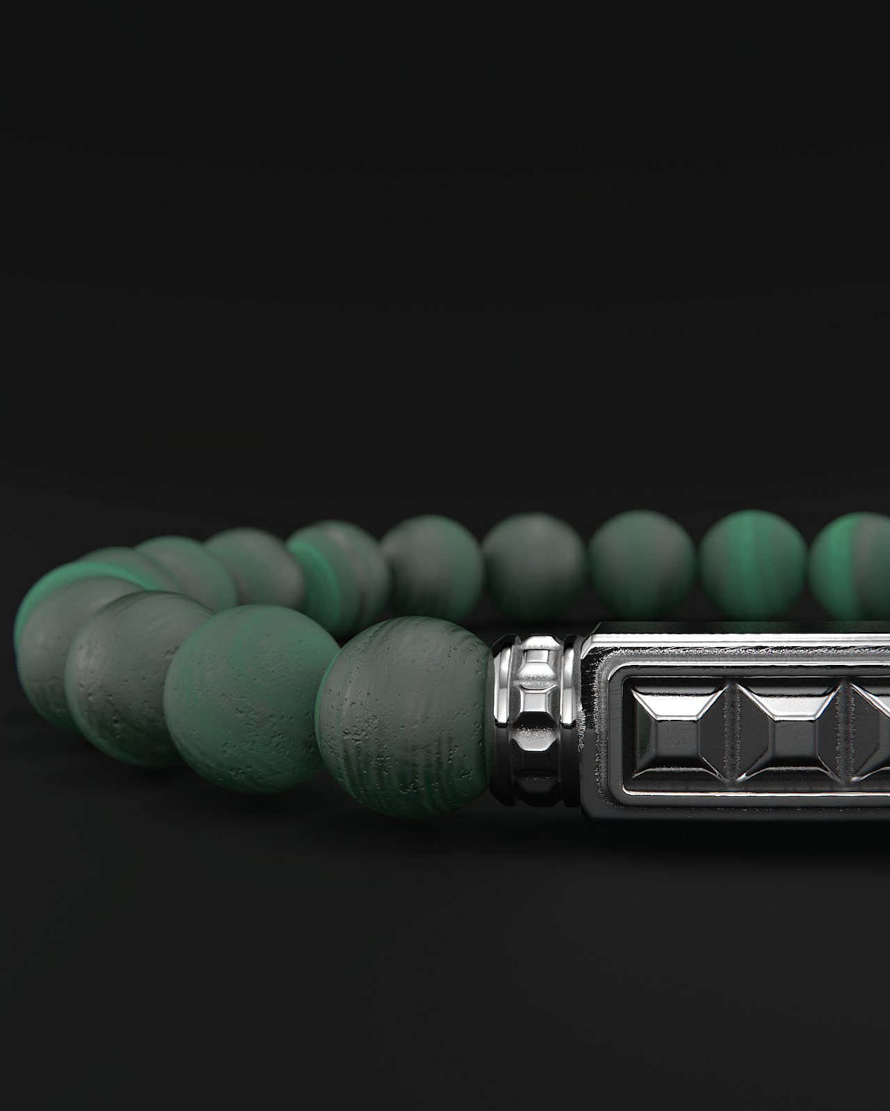 Green Malachite Matte Pyramid Bracelet 8mm | Essential