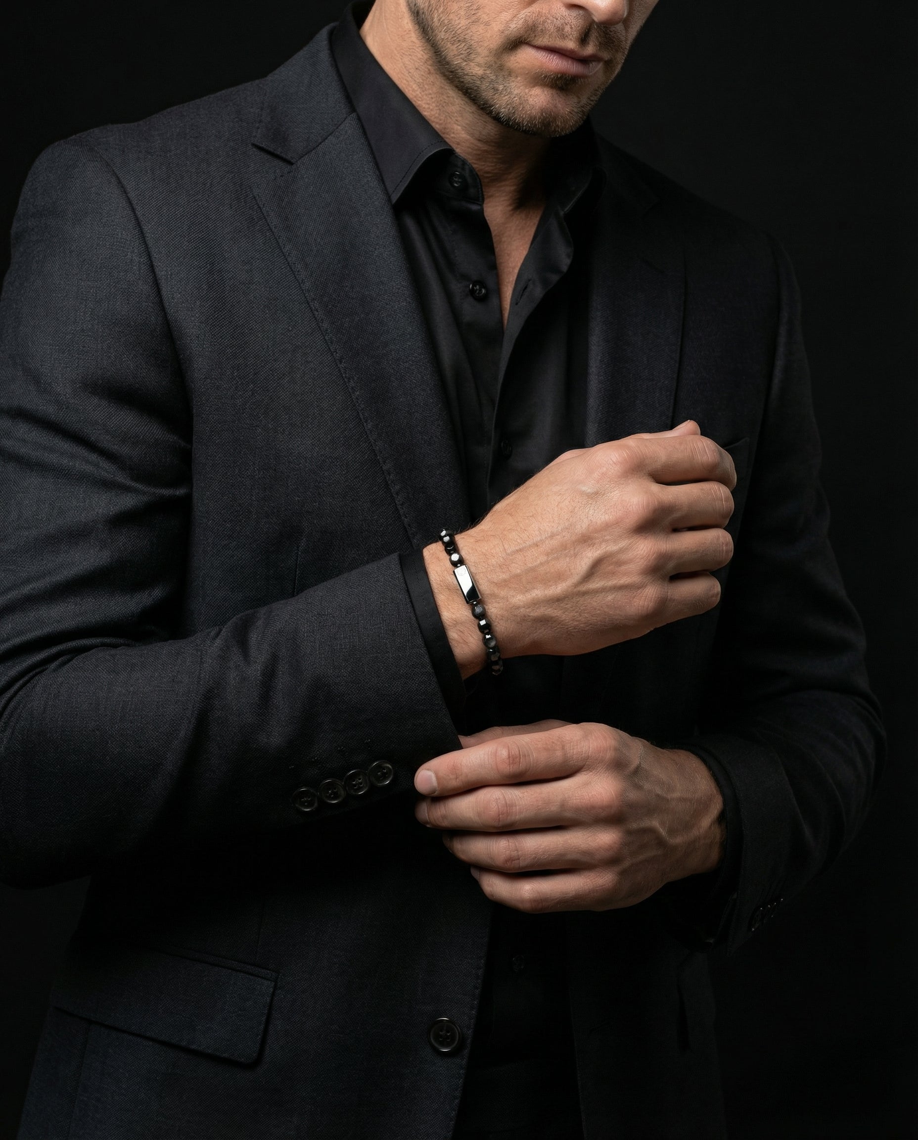 Silver Obsidian Bracelet 5mm | Kubic