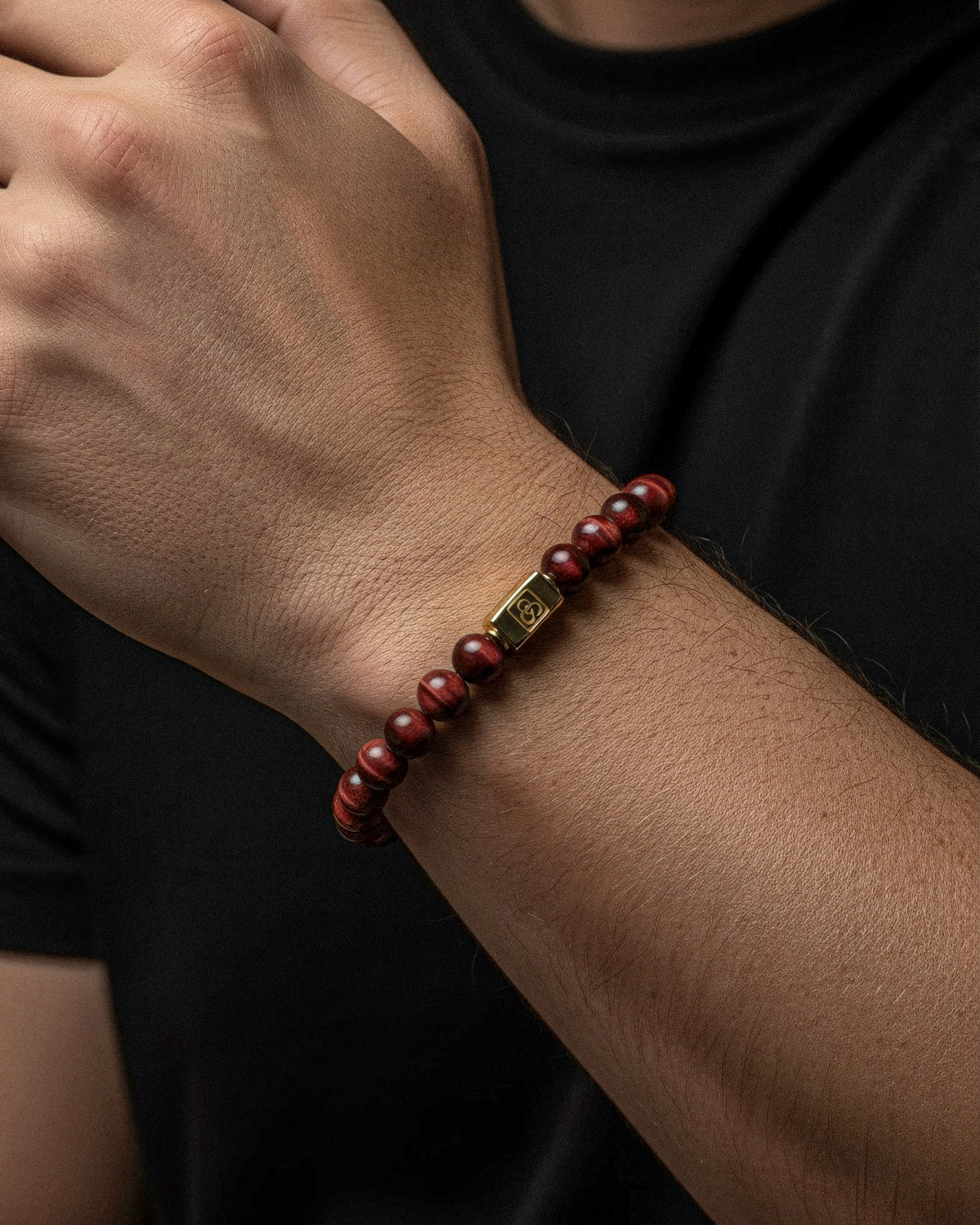 Bracelet Oeil de Tigre Rouge 6mm | Essentiel